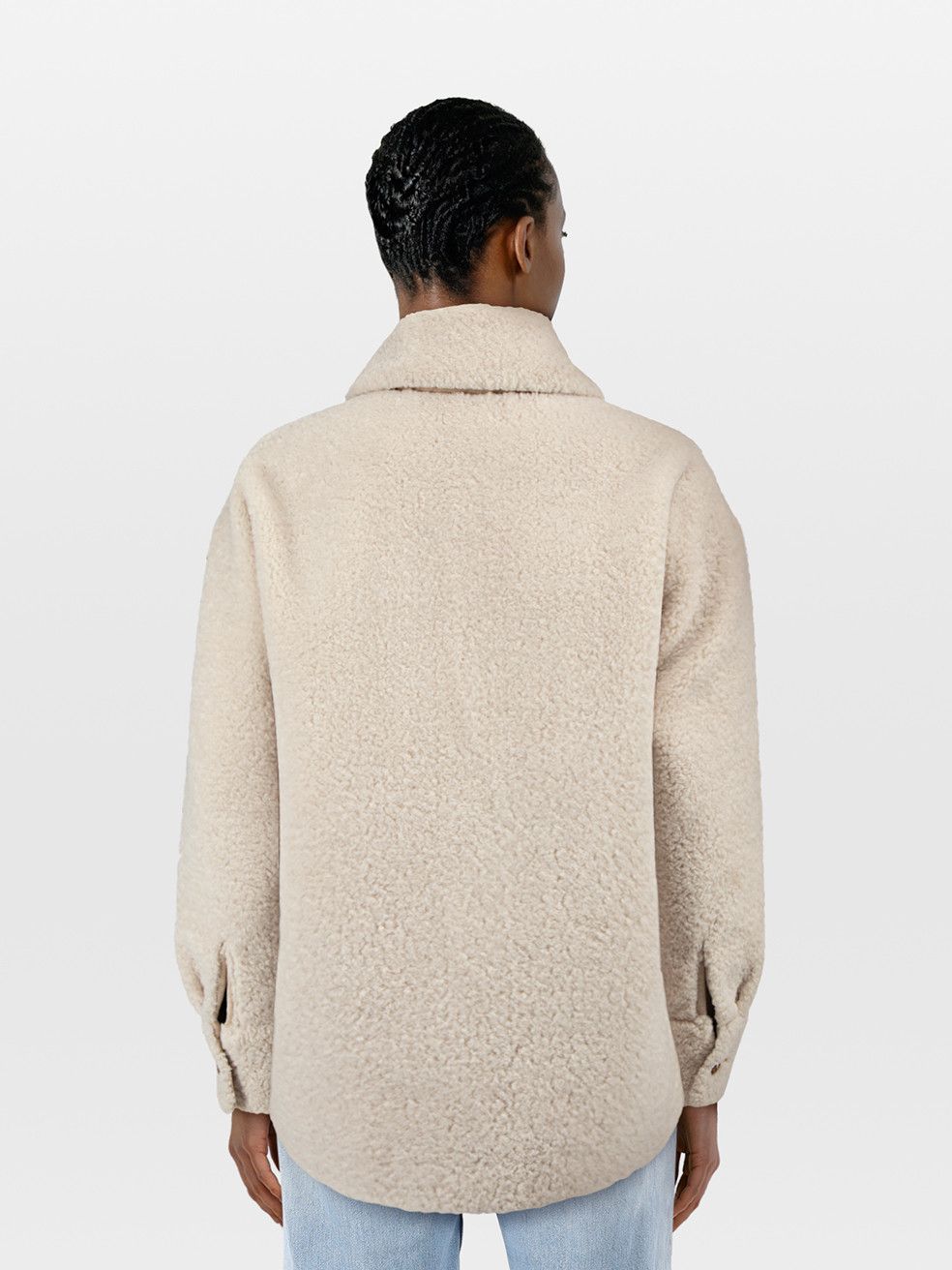 Maje Ecru Teddy Oversized Jacket Size S / US 4 / IT 40 - 2 Thumbnail