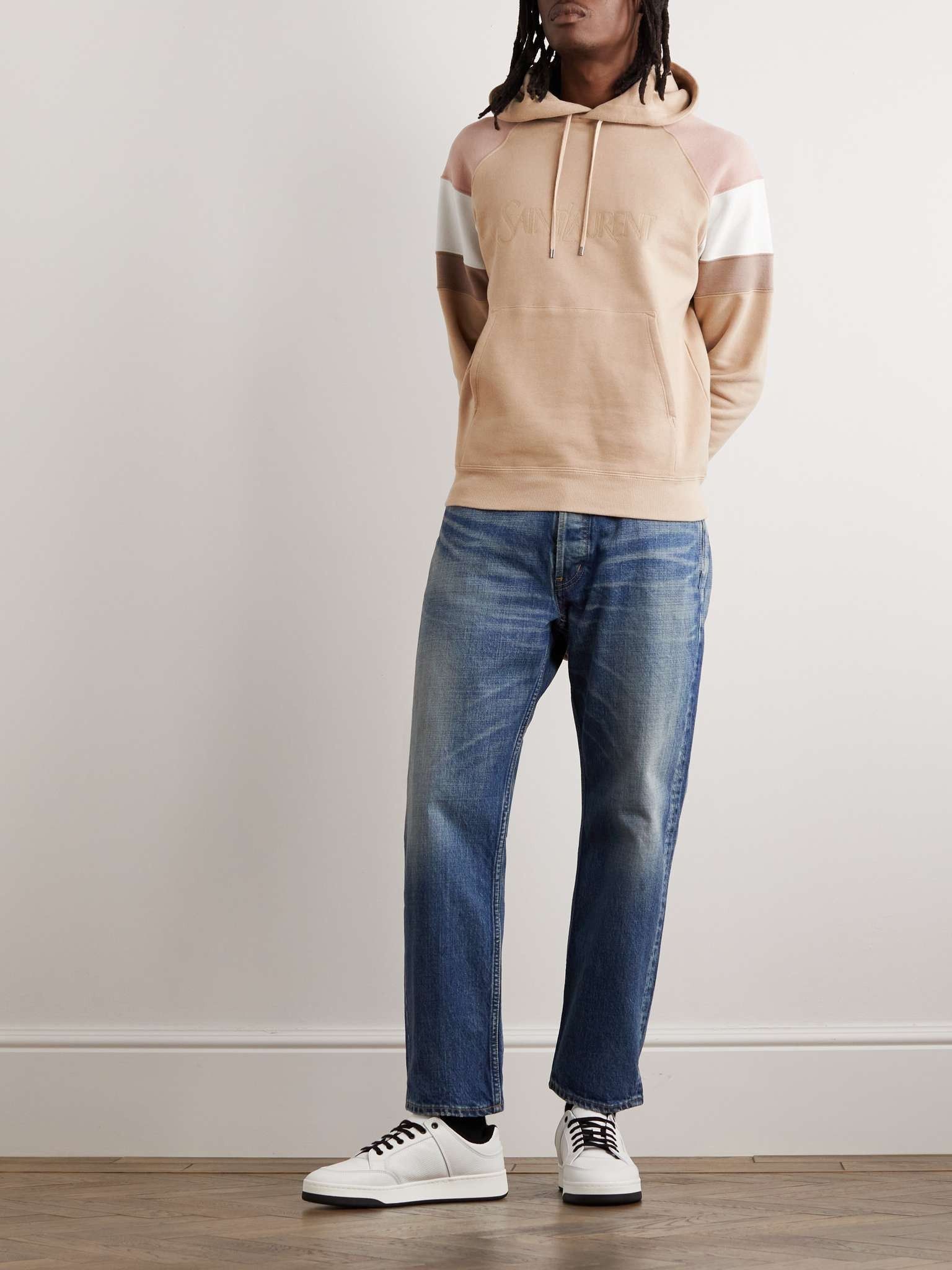 Saint Laurent Paris Colour-Block Logo-Embroidered Cotton-Jersey Hoodie Size US XXL / EU 58 / 5 - 2 Thumbnail