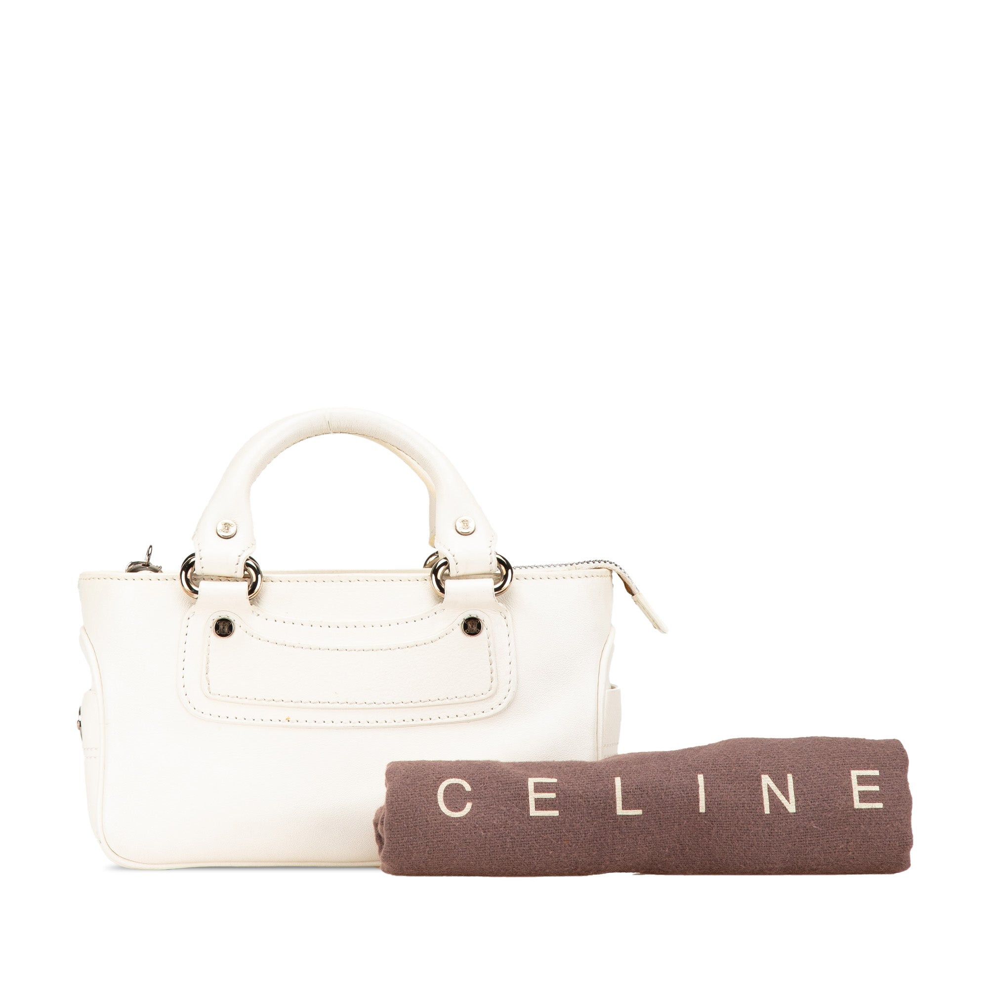 Celine Celine Mini Leather Boogie Handbag White Size ONE SIZE - 14 Thumbnail