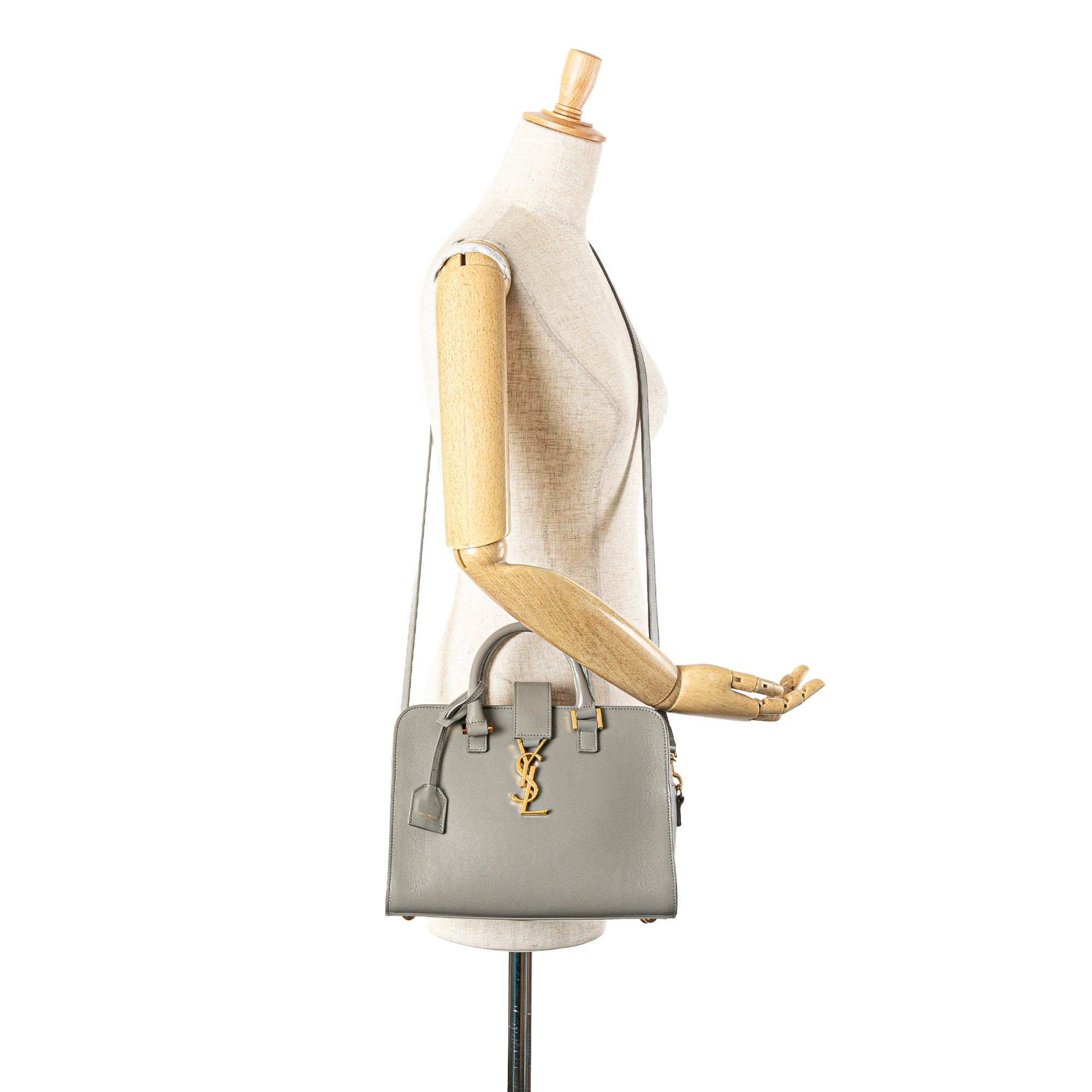 Saint Laurent Paris Saint Laurent Baby Leather Monogram Cabas Satchel Gray Size ONE SIZE - 13 Thumbnail