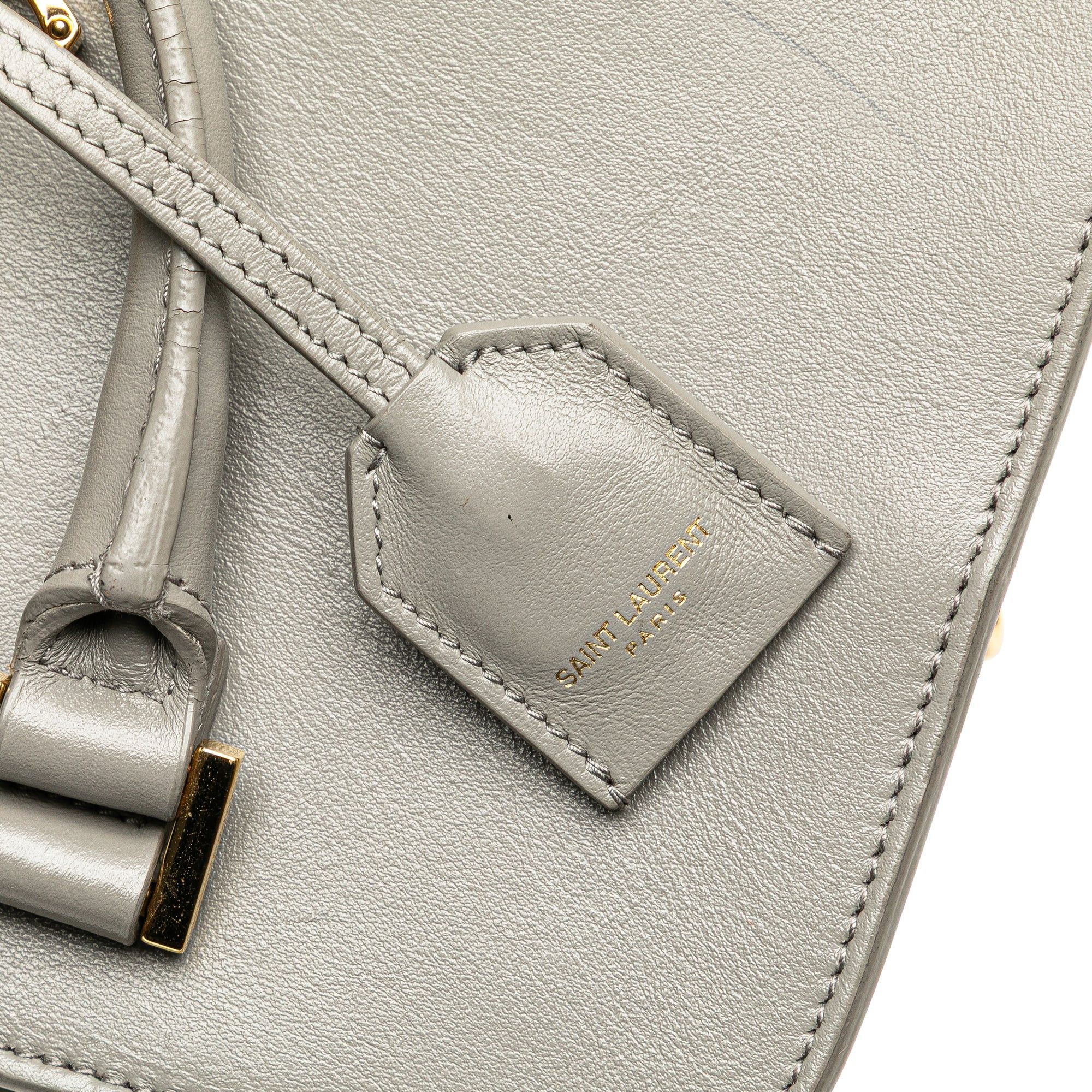 Saint Laurent Paris Saint Laurent Baby Leather Monogram Cabas Satchel Gray Size ONE SIZE - 10 Thumbnail