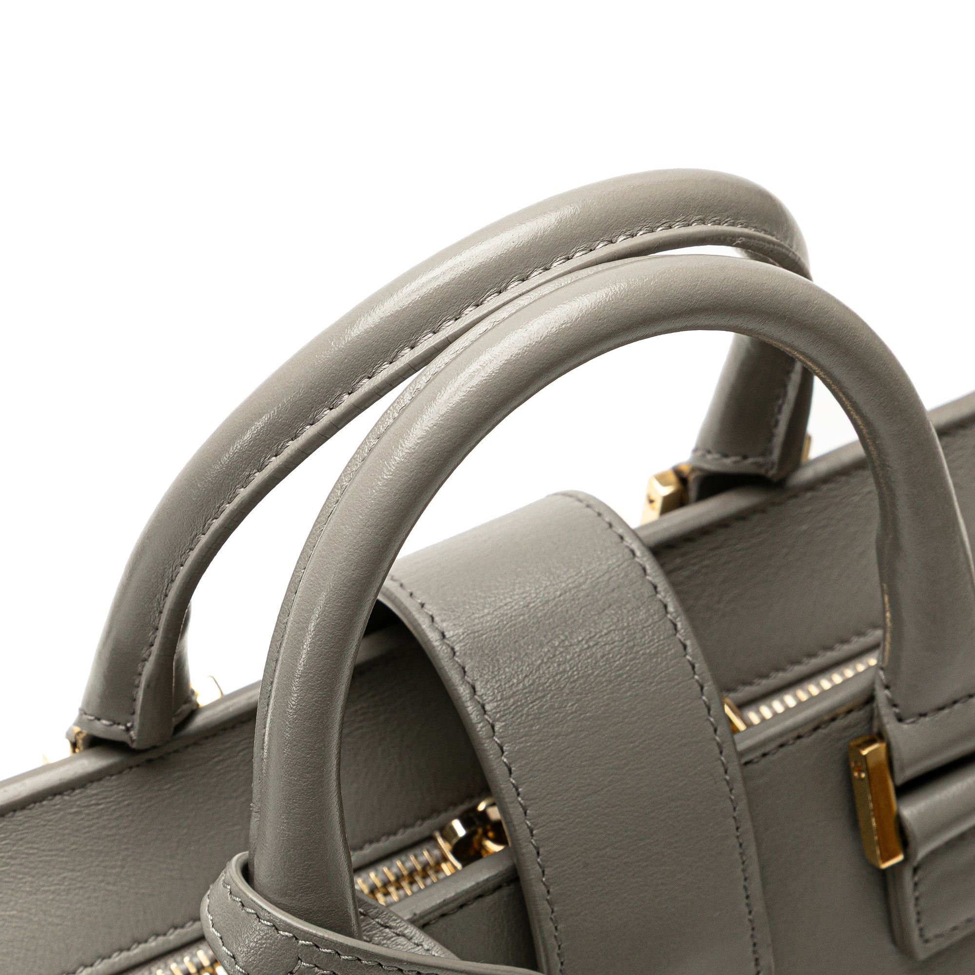 Saint Laurent Paris Saint Laurent Baby Leather Monogram Cabas Satchel Gray Size ONE SIZE - 12 Thumbnail