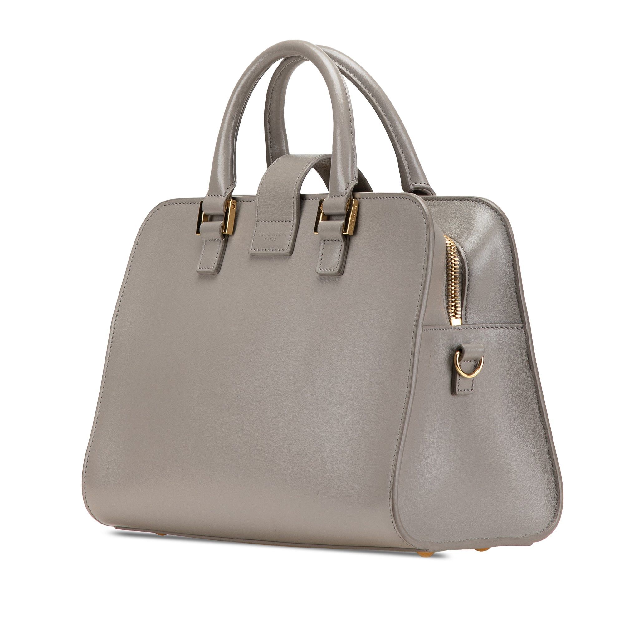 Saint Laurent Paris Saint Laurent Baby Leather Monogram Cabas Satchel Gray Size ONE SIZE - 2 Thumbnail