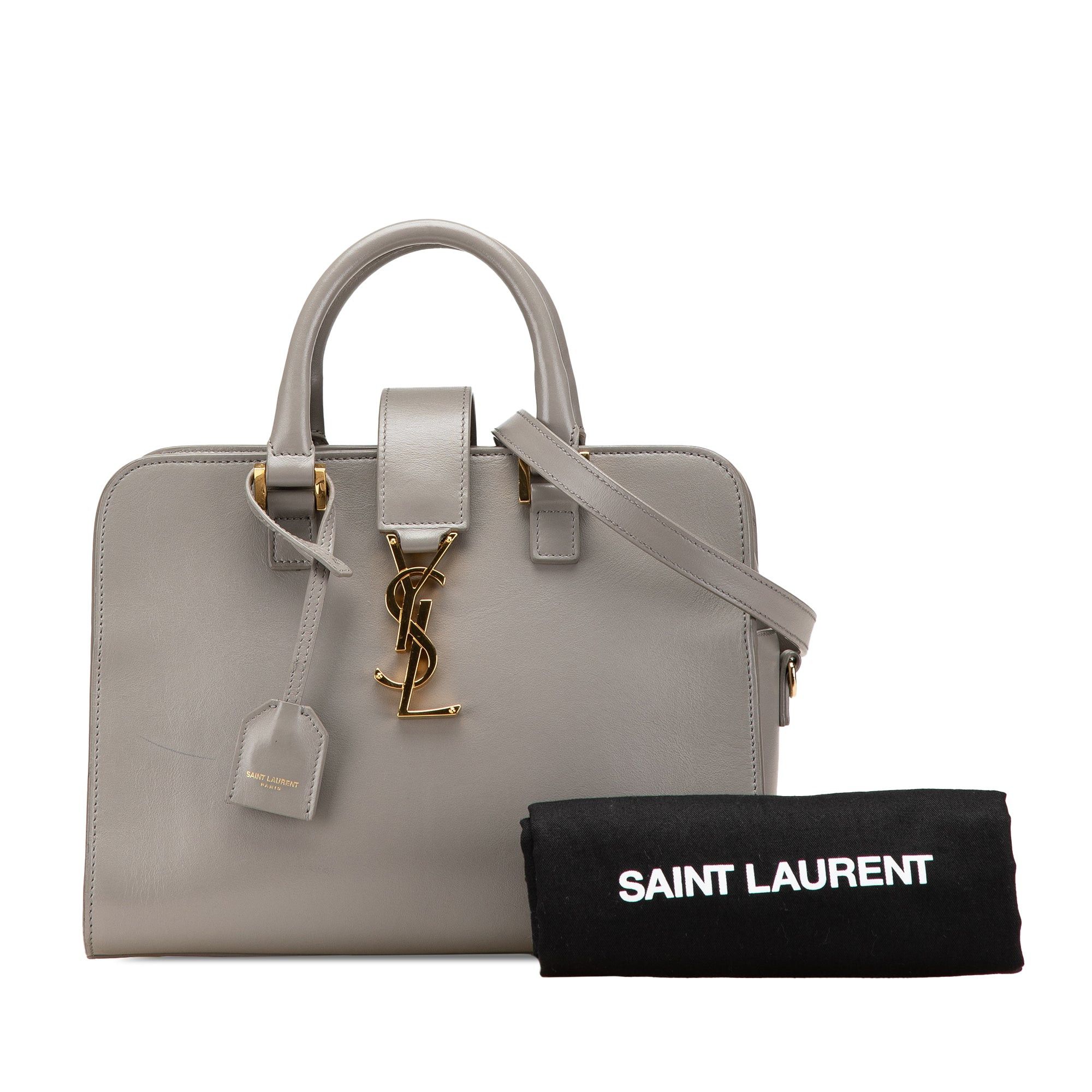 Saint Laurent Paris Saint Laurent Baby Leather Monogram Cabas Satchel Gray Size ONE SIZE - 14 Thumbnail