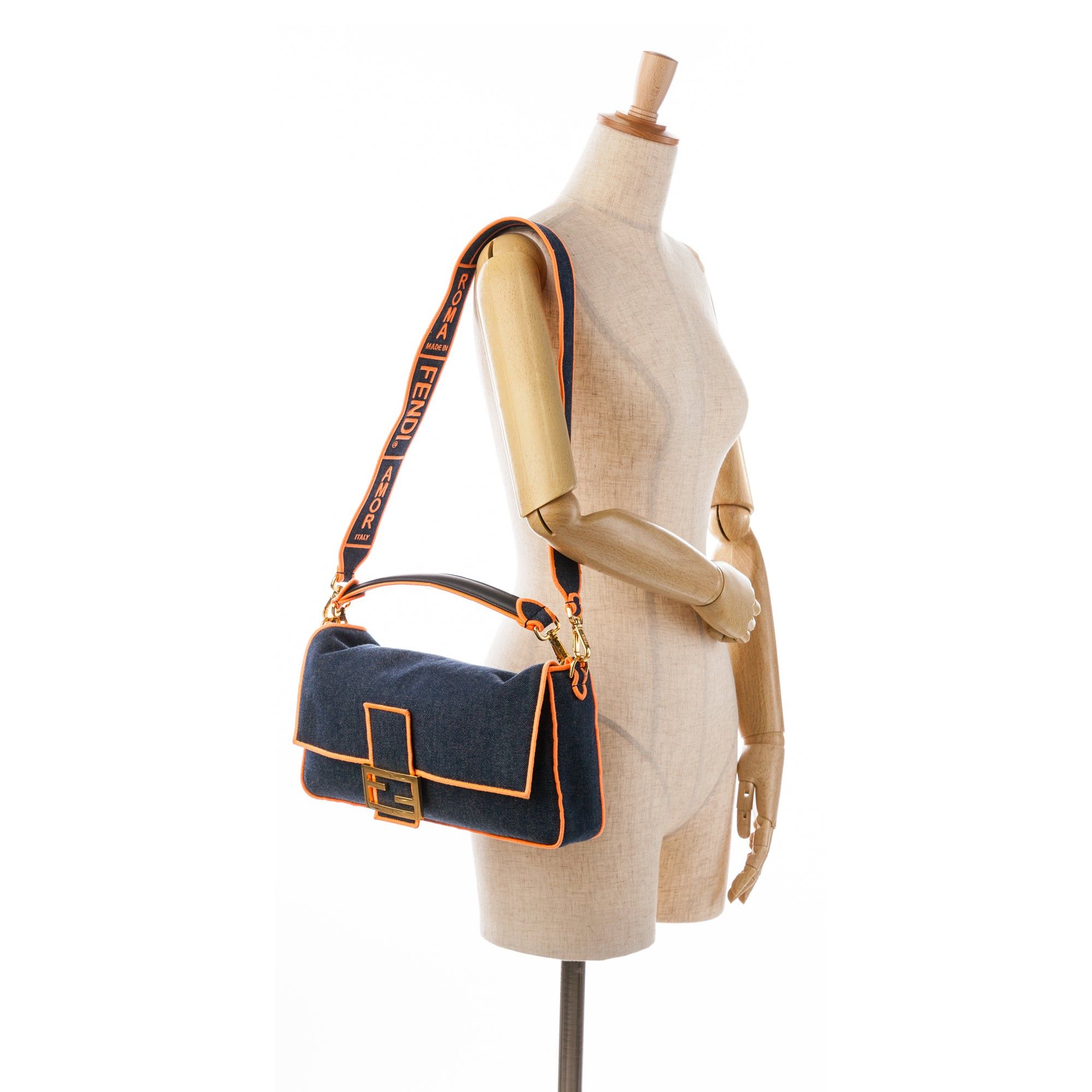 Fendi Fendi Large Denim Baguette Satchel Blue Size ONE SIZE - 10 Thumbnail