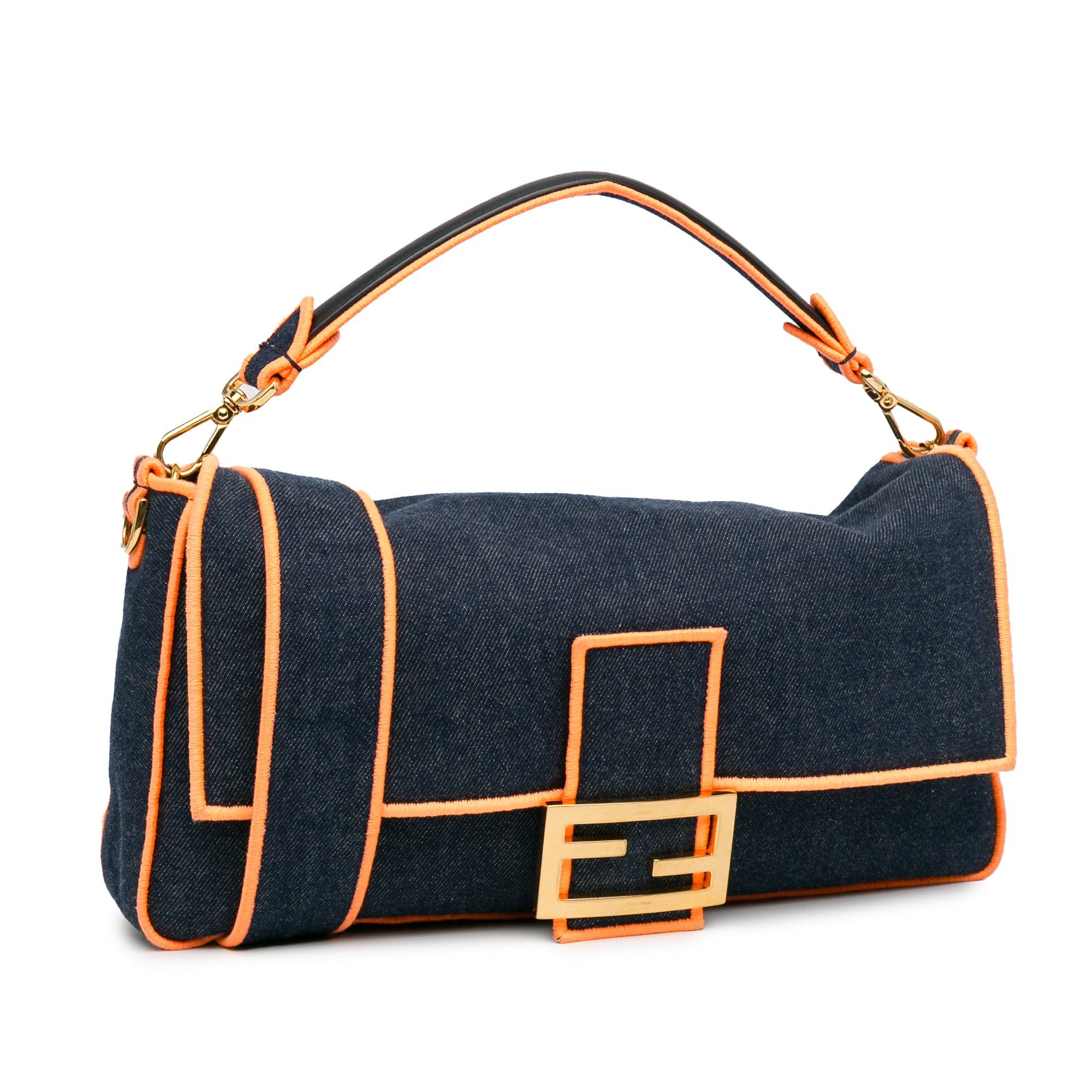 Fendi Fendi Large Denim Baguette Satchel Blue Size ONE SIZE - 2 Thumbnail