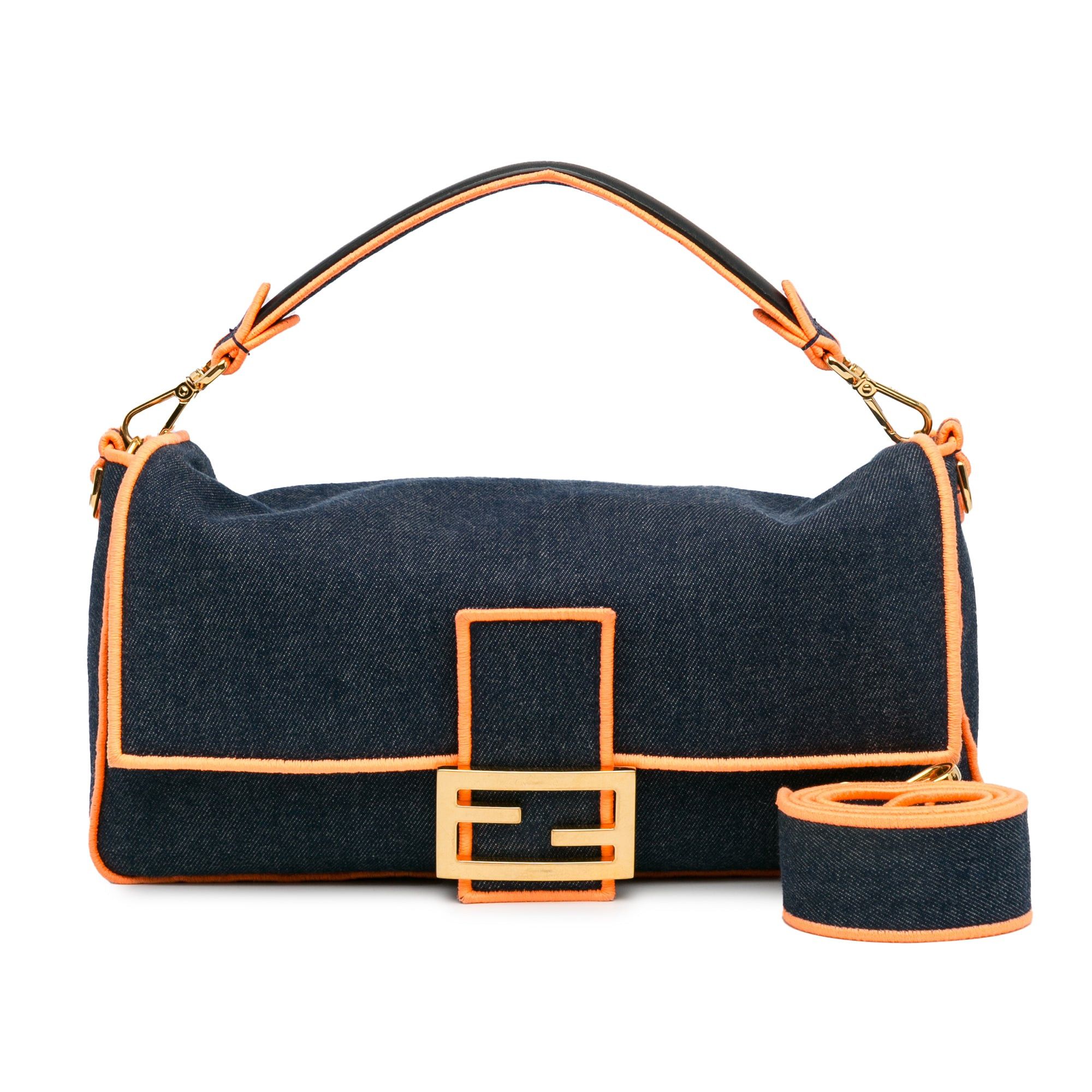 Fendi Fendi Large Denim Baguette Satchel Blue Size ONE SIZE - 11 Thumbnail