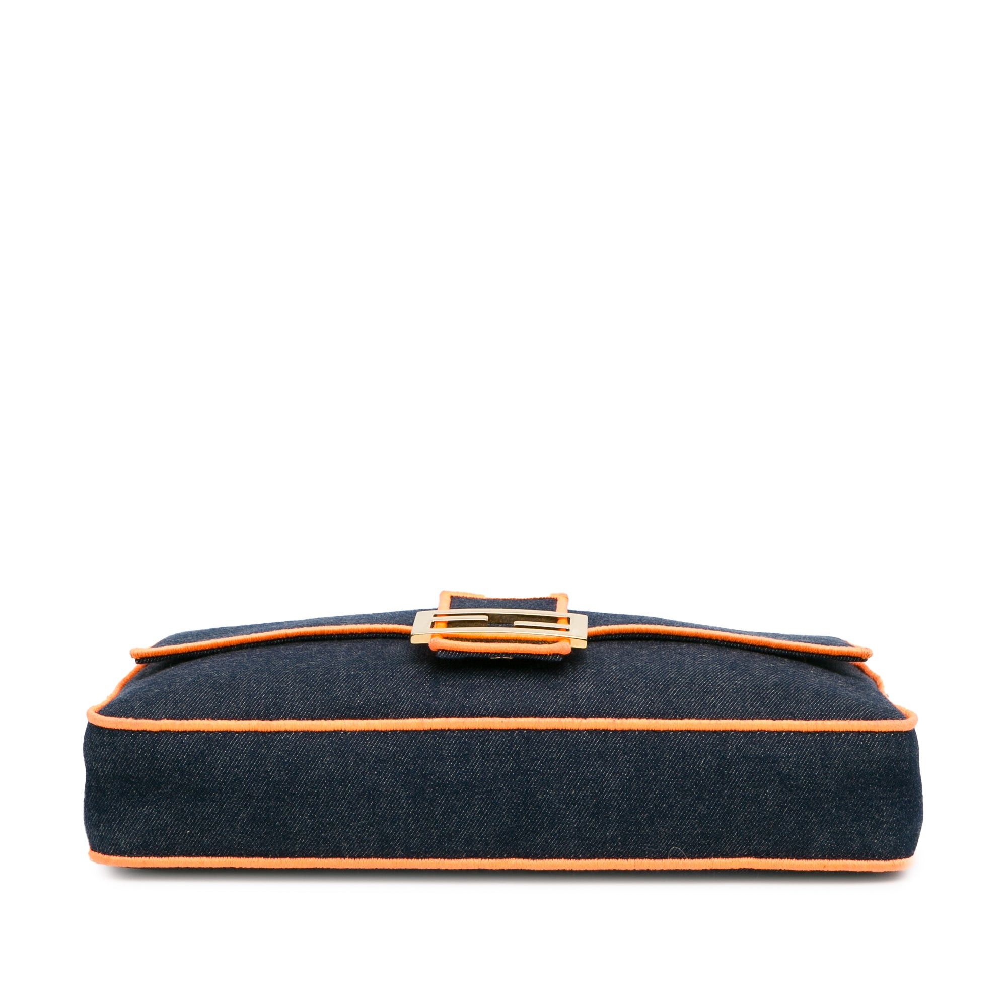 Fendi Fendi Large Denim Baguette Satchel Blue Size ONE SIZE - 4 Thumbnail