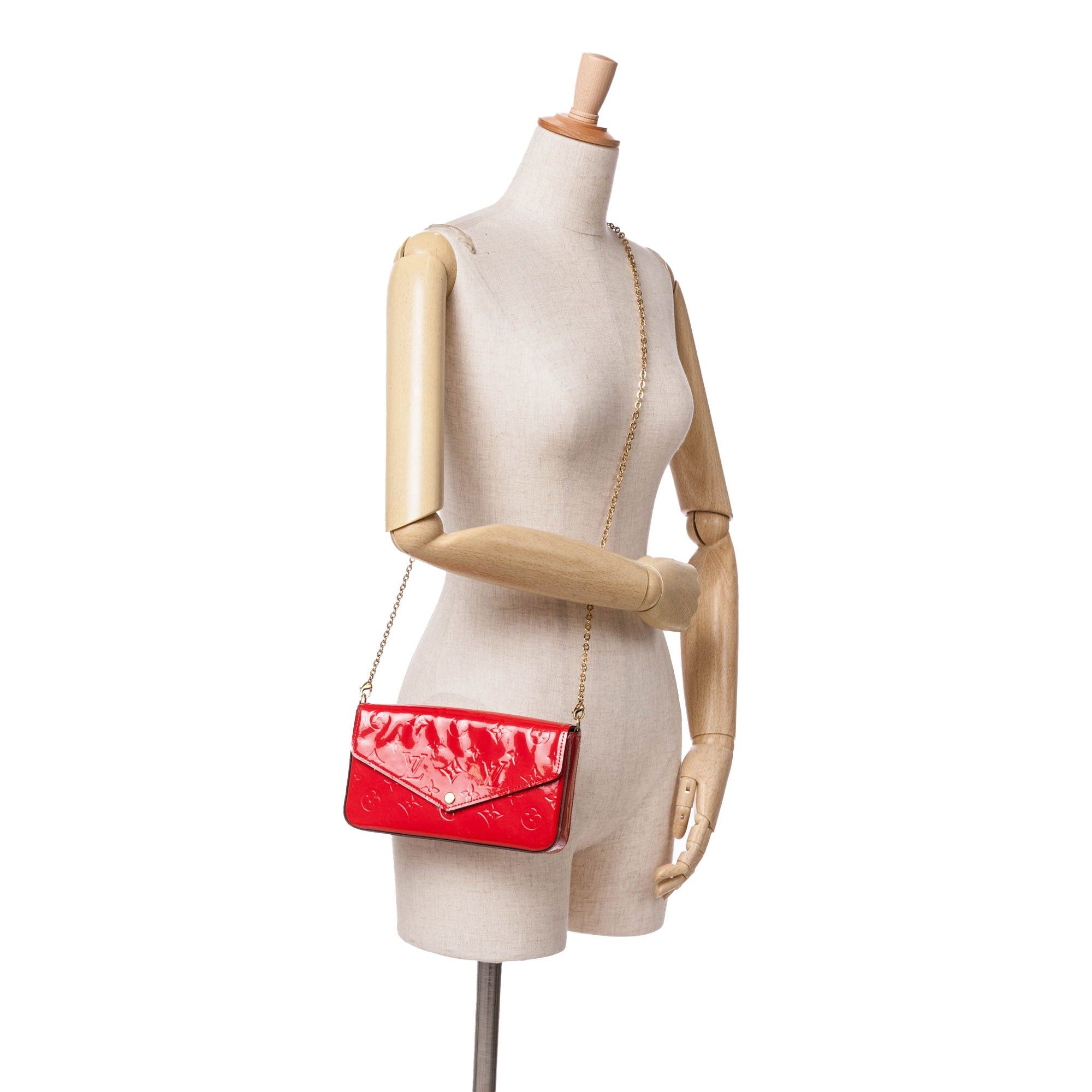 Louis Vuitton Louis Vuitton Monogram Vernis Pochette Felicie Red Size ONE SIZE - 7 Thumbnail