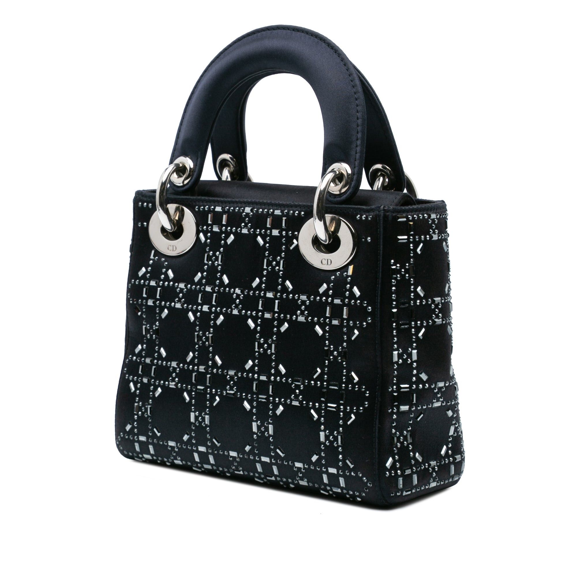 Dior Dior Mini Satin Cannage Strass Crystal Embellished Lady Dior Black Size ONE SIZE - 2 Thumbnail