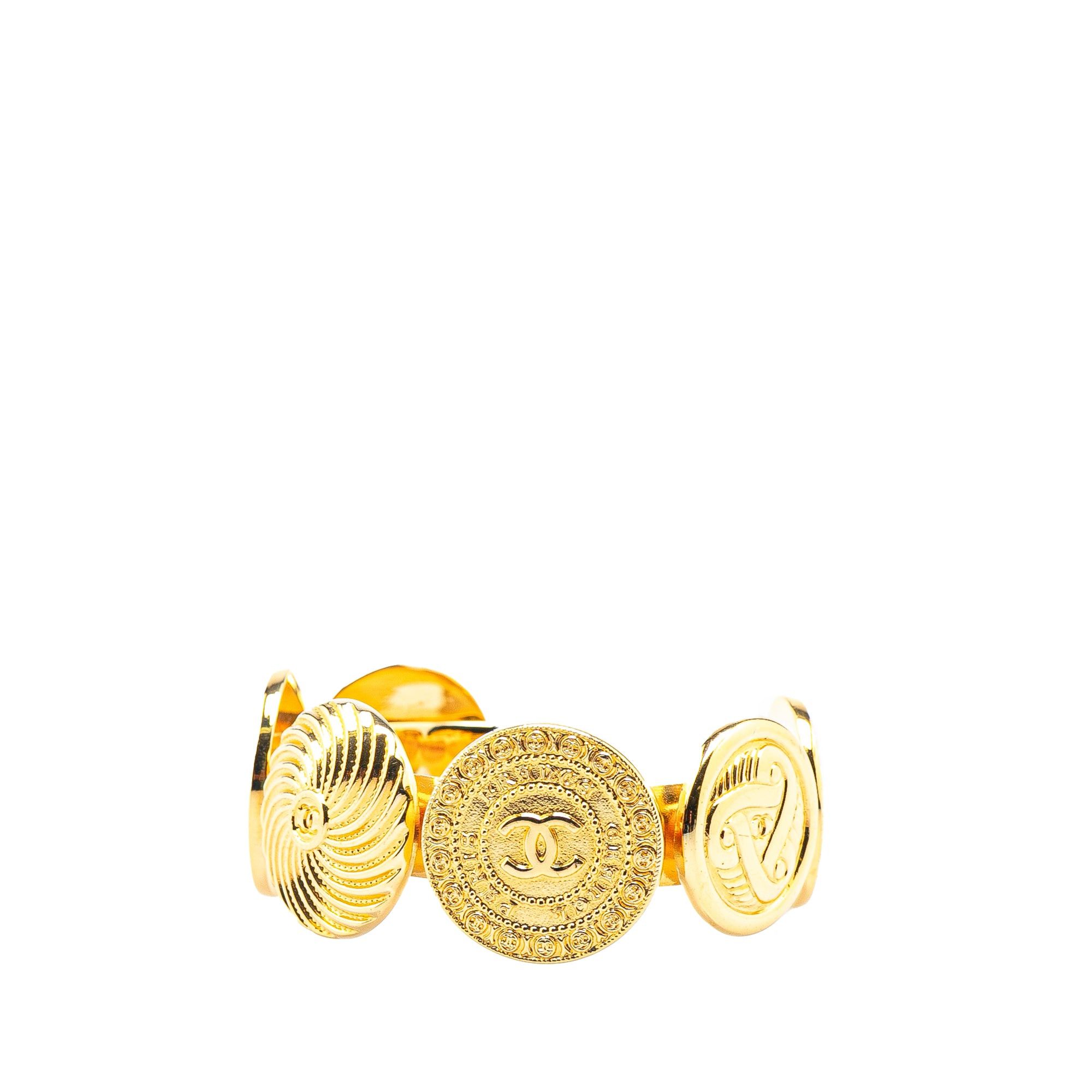 Chanel Chanel Gold Plated Coin Cuff Bracelet Gold Size ONE SIZE - 2 Thumbnail