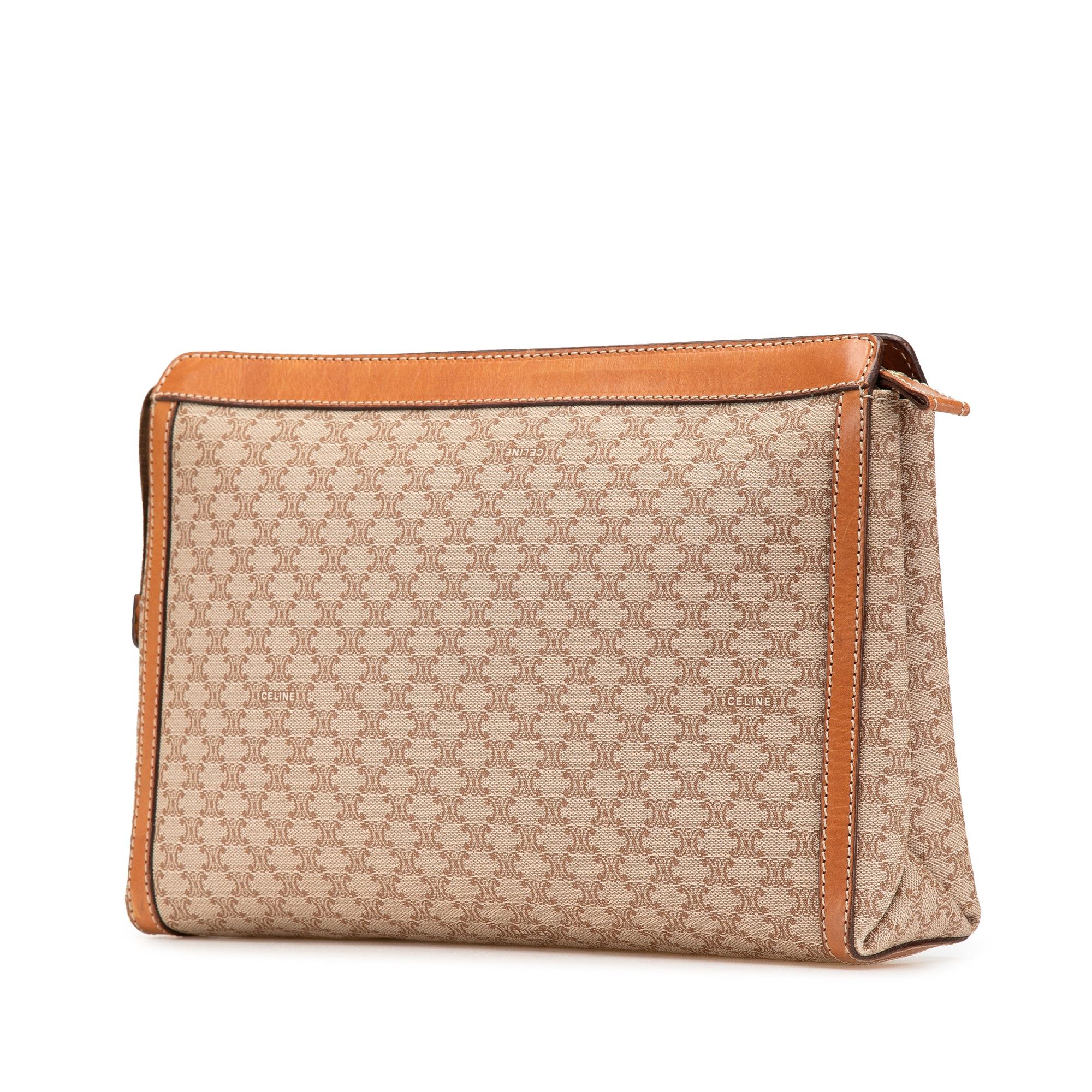 Celine Celine Macadam Coated Canvas Clutch Brown Size ONE SIZE - 2 Thumbnail