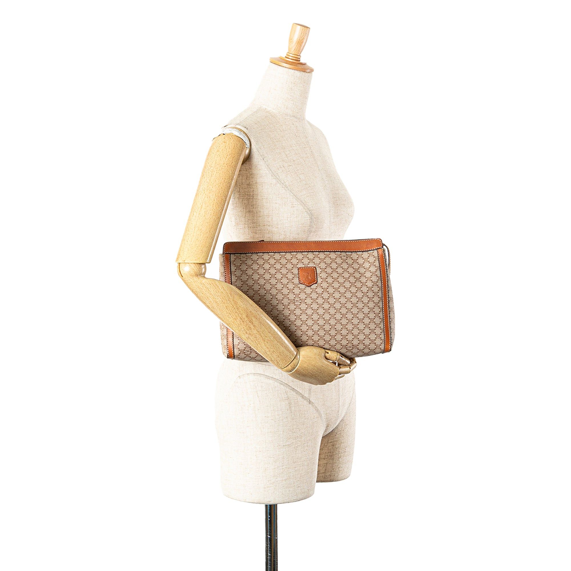 Celine Celine Macadam Coated Canvas Clutch Brown Size ONE SIZE - 14 Thumbnail