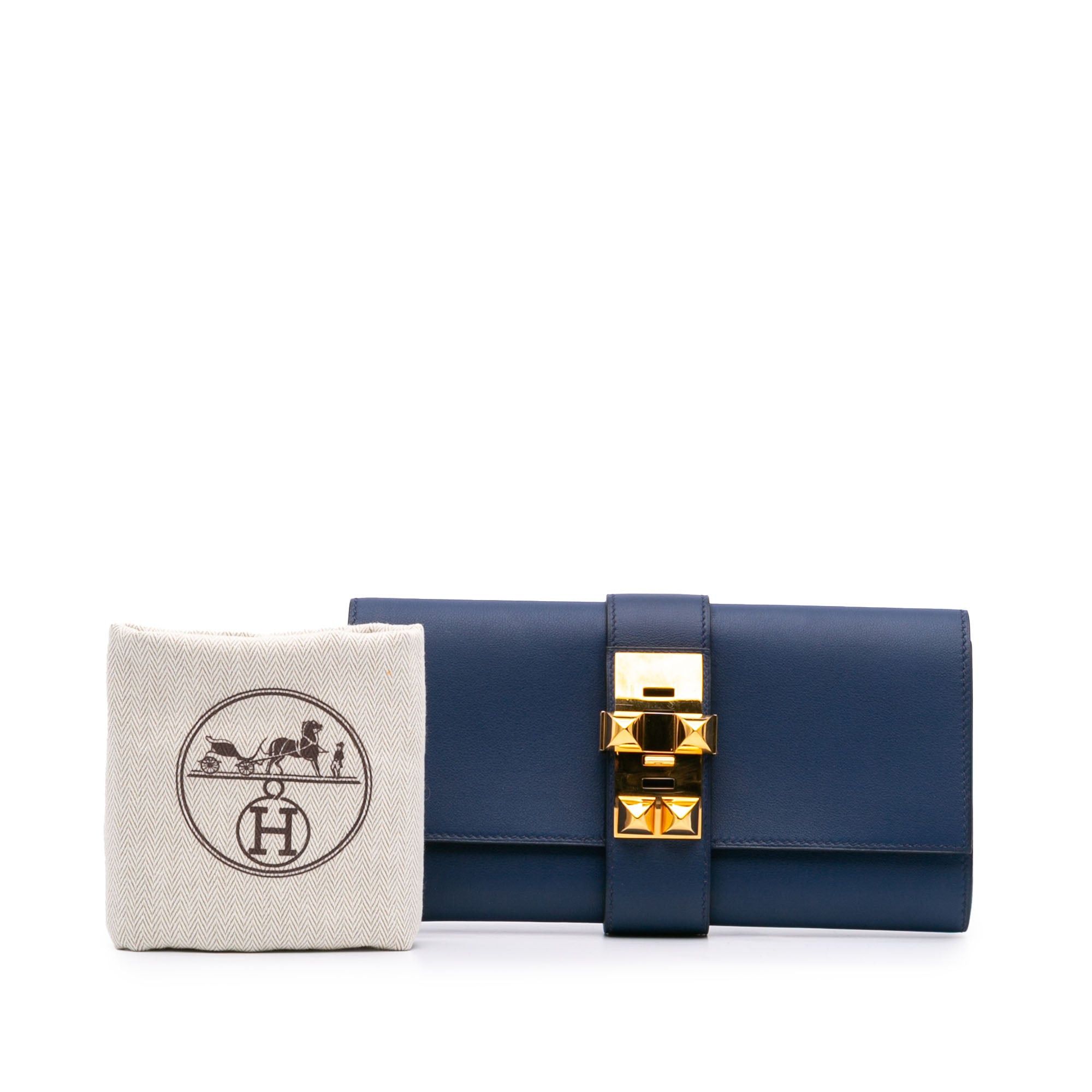 Hermes Hermès Chevre Mysore Medor Clutch 23 Blue Size ONE SIZE - 10 Thumbnail