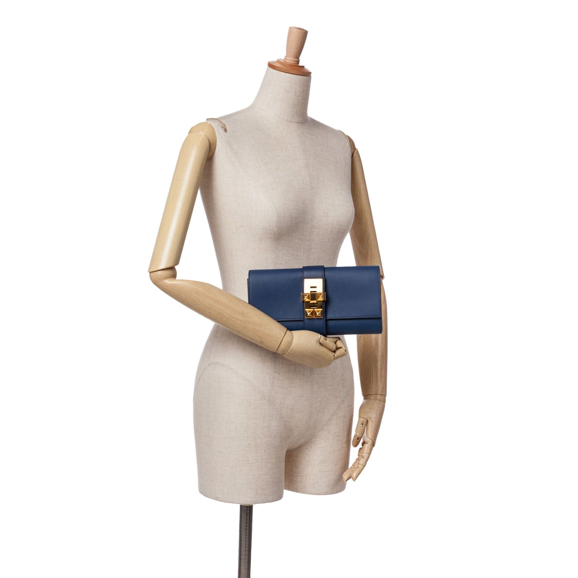 Hermes Hermès Chevre Mysore Medor Clutch 23 Blue Size ONE SIZE - 9 Thumbnail