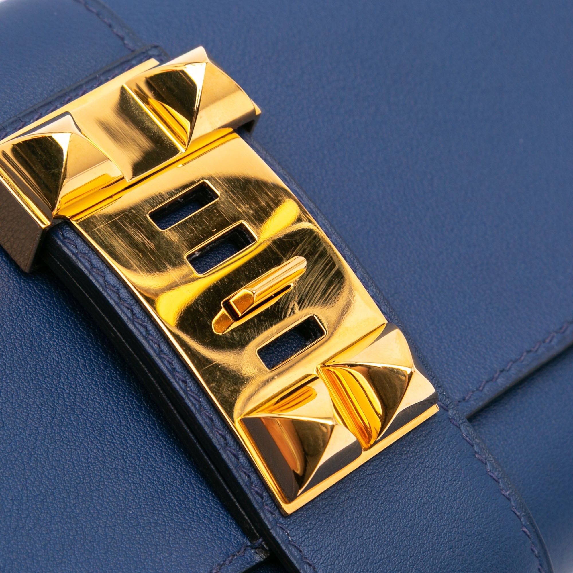 Hermes Hermès Chevre Mysore Medor Clutch 23 Blue Size ONE SIZE - 6 Thumbnail