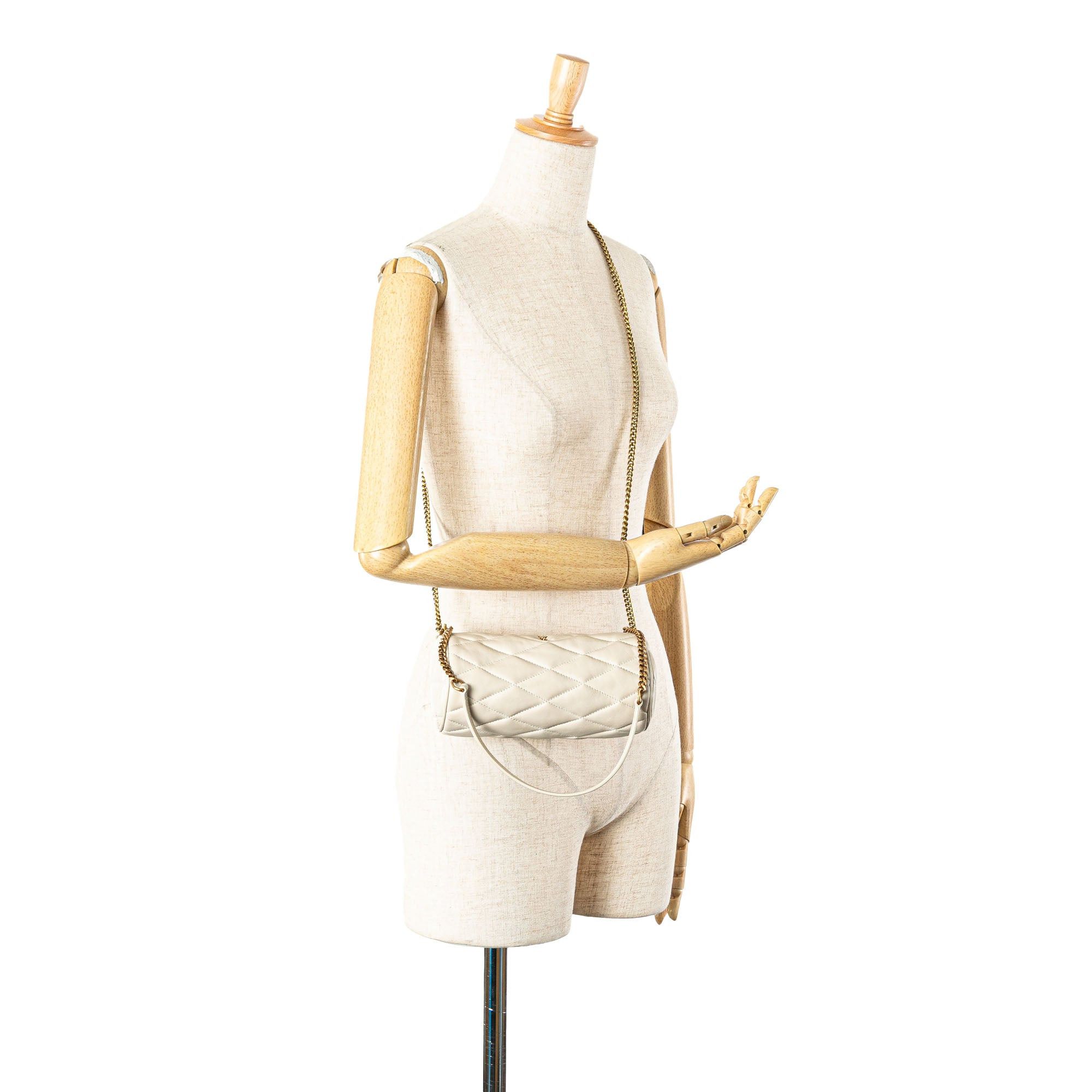 Saint Laurent Paris Saint Laurent Mini Quilted Lambskin Sade Tube Bag White Size ONE SIZE - 11 Thumbnail