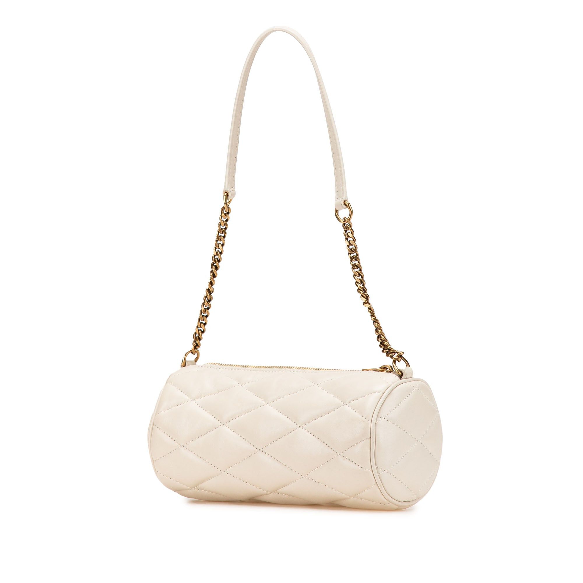 Saint Laurent Paris Saint Laurent Mini Quilted Lambskin Sade Tube Bag White Size ONE SIZE - 2 Thumbnail