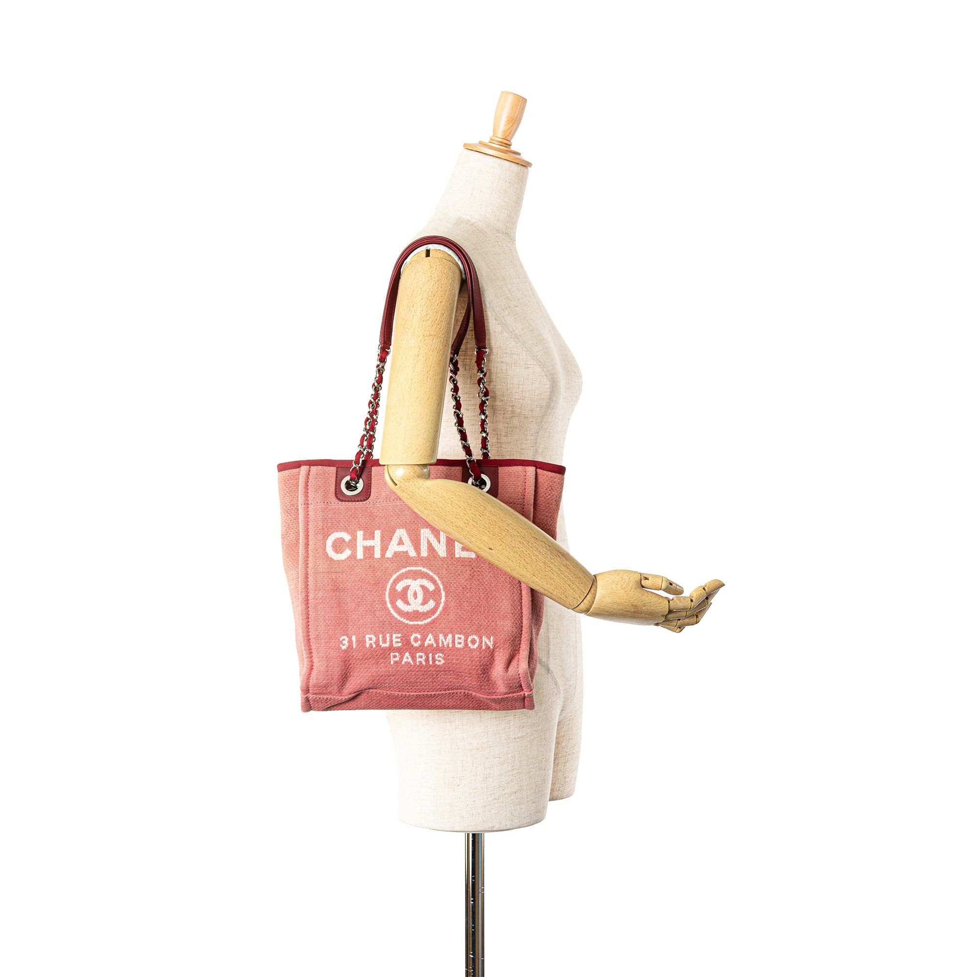 Chanel Chanel Mini Canvas Deauville Tote Red Size ONE SIZE - 7 Thumbnail