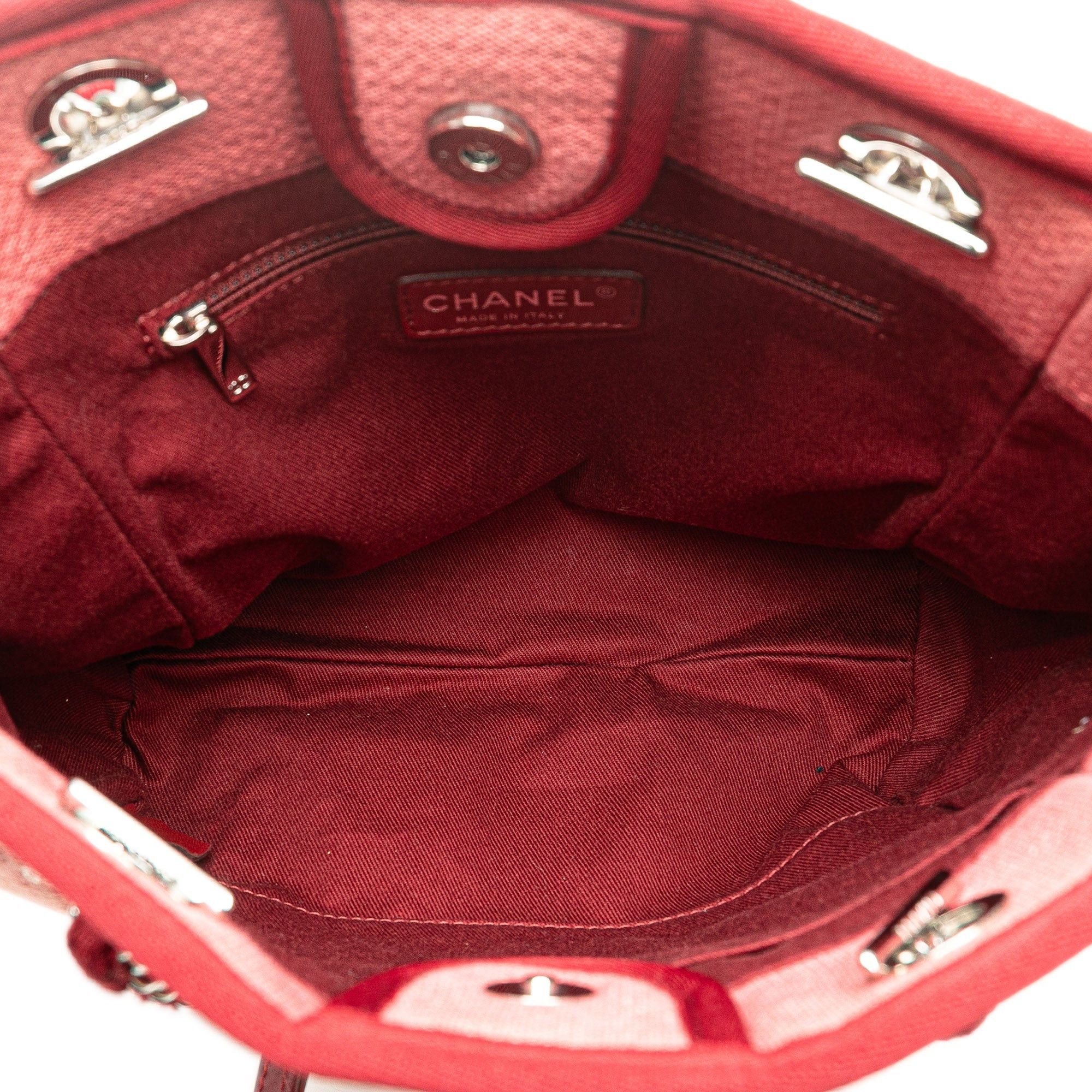 Chanel Chanel Mini Canvas Deauville Tote Red Size ONE SIZE - 4 Thumbnail