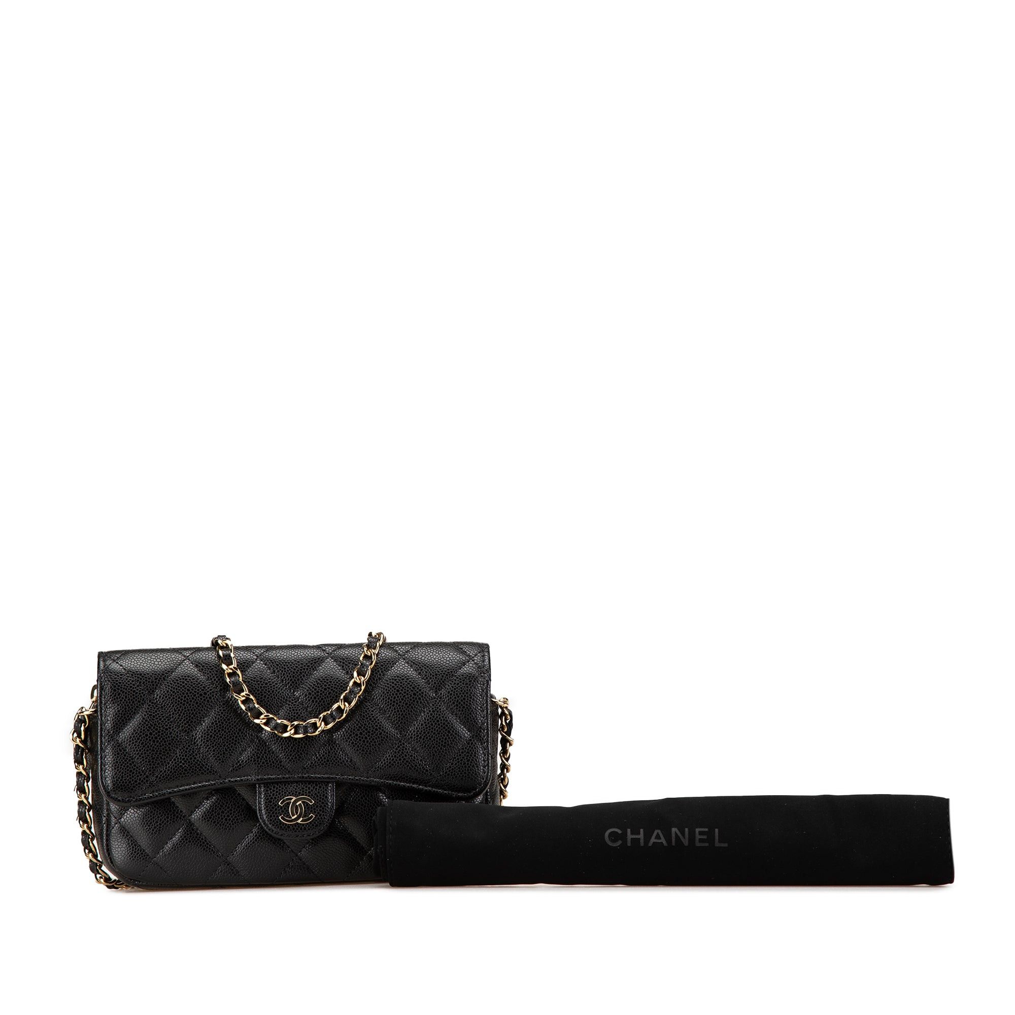 Chanel Chanel Caviar Quilted Phone Holder Wallet on Chain Black Size ONE SIZE - 14 Thumbnail