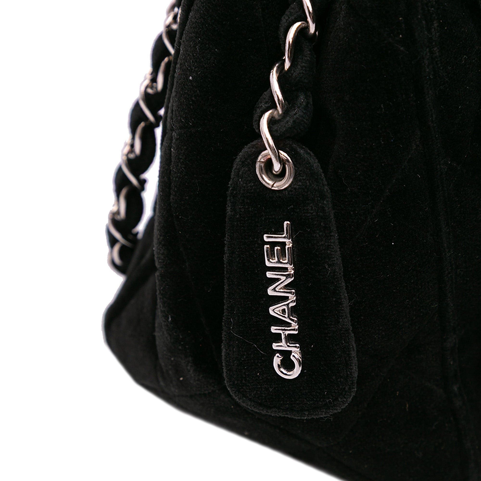 Chanel Chanel Quilted Velvet Shoulder Bag Black Size ONE SIZE - 8 Thumbnail