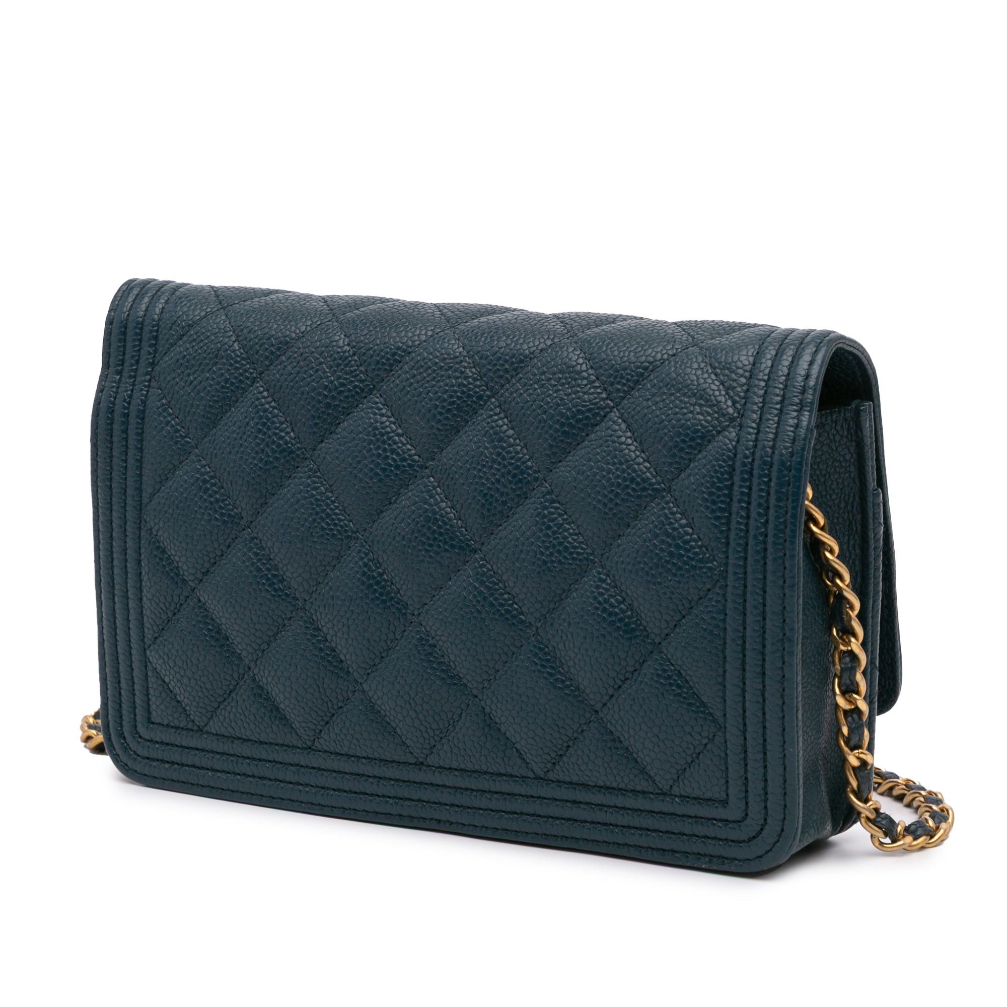 Chanel Chanel Quilted Caviar Boy Wallet on Chain Blue Size ONE SIZE - 2 Thumbnail
