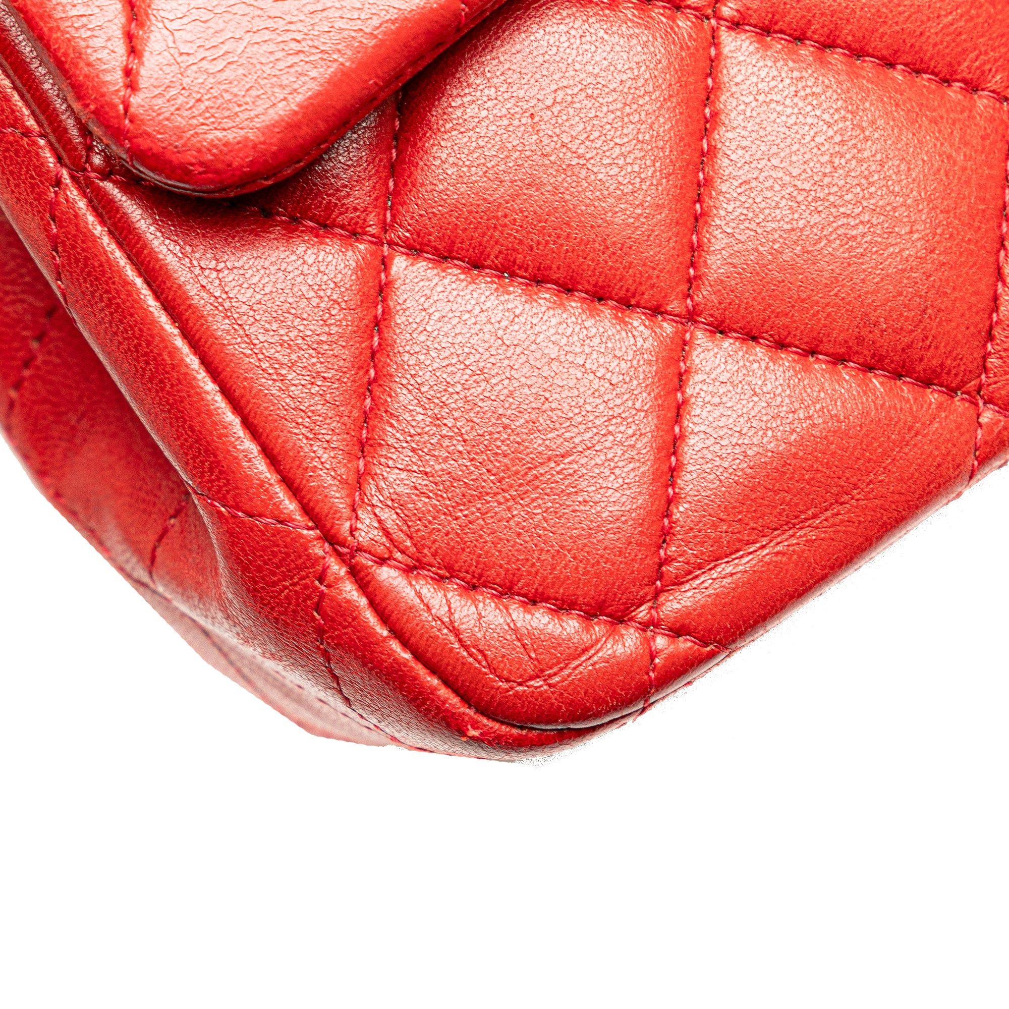 Chanel Chanel Medium Classic Lambskin Double Flap Red Size ONE SIZE - 13 Thumbnail