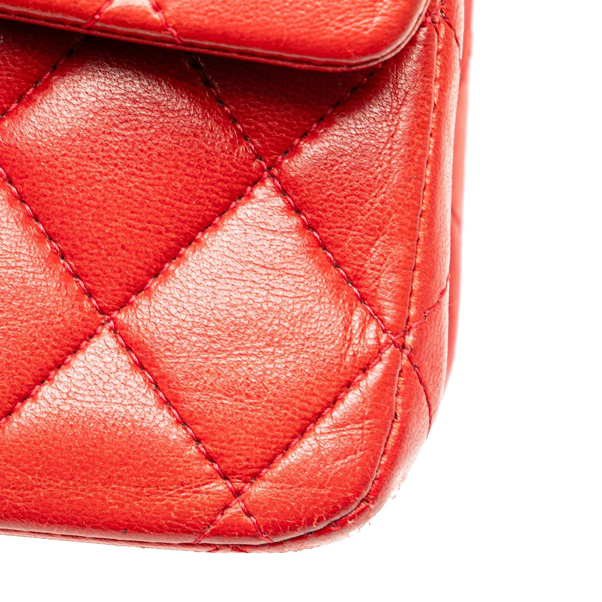 Chanel Chanel Medium Classic Lambskin Double Flap Red Size ONE SIZE - 14 Thumbnail