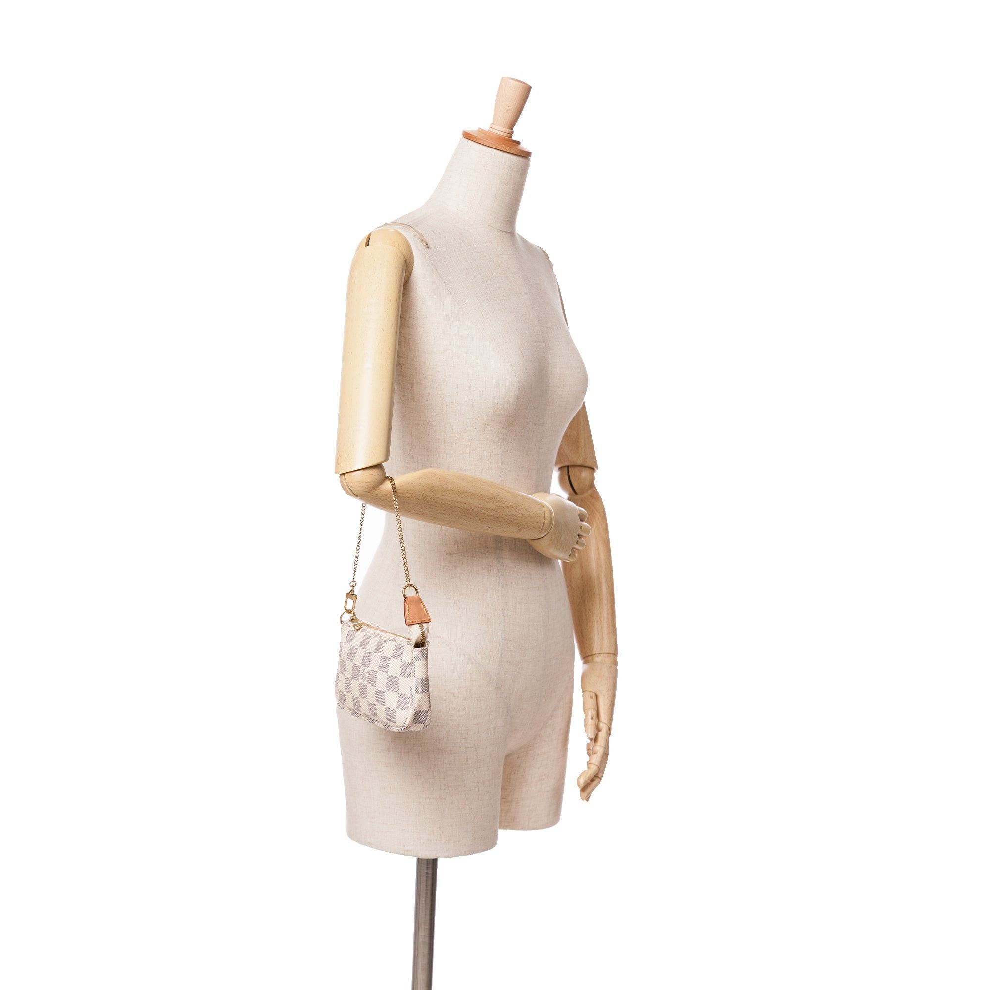 Louis Vuitton Louis Vuitton Damier Azur Mini Pochette Accessories White Size ONE SIZE - 8 Thumbnail