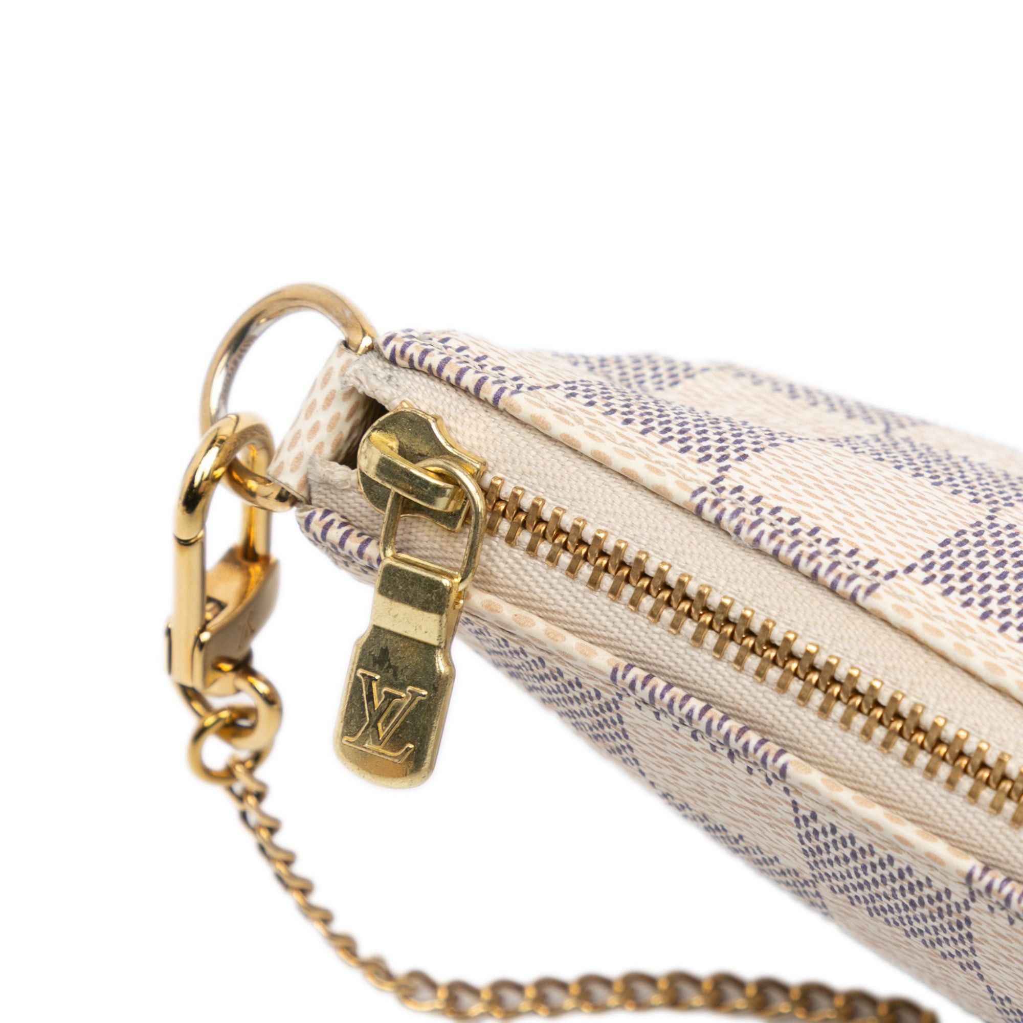 Louis Vuitton Louis Vuitton Damier Azur Mini Pochette Accessories White Size ONE SIZE - 7 Thumbnail