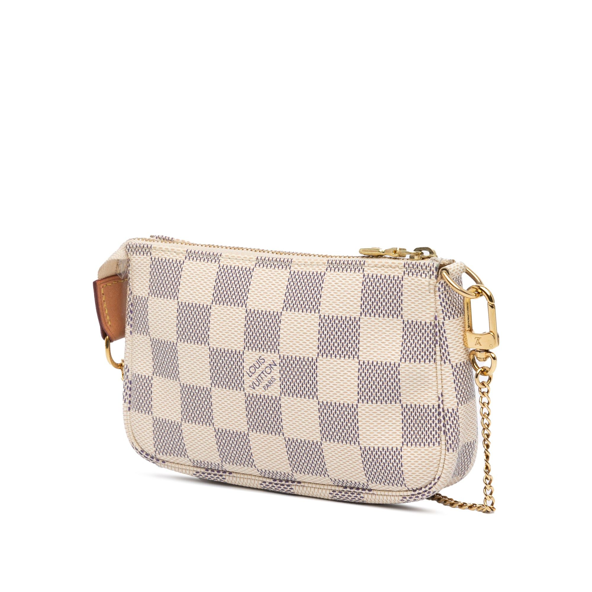 Louis Vuitton Louis Vuitton Damier Azur Mini Pochette Accessories White Size ONE SIZE - 2 Thumbnail