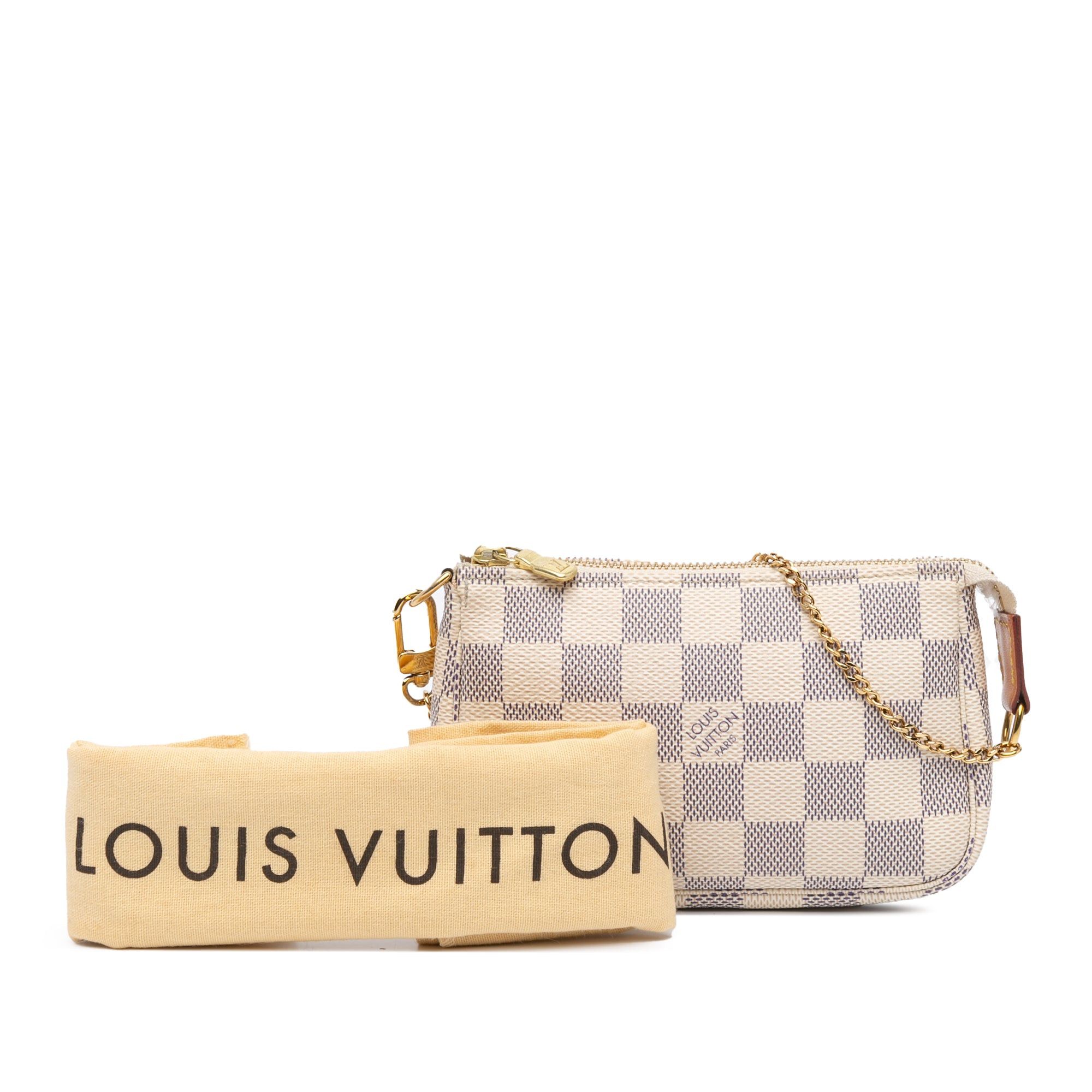 Louis Vuitton Louis Vuitton Damier Azur Mini Pochette Accessories White Size ONE SIZE - 9 Thumbnail