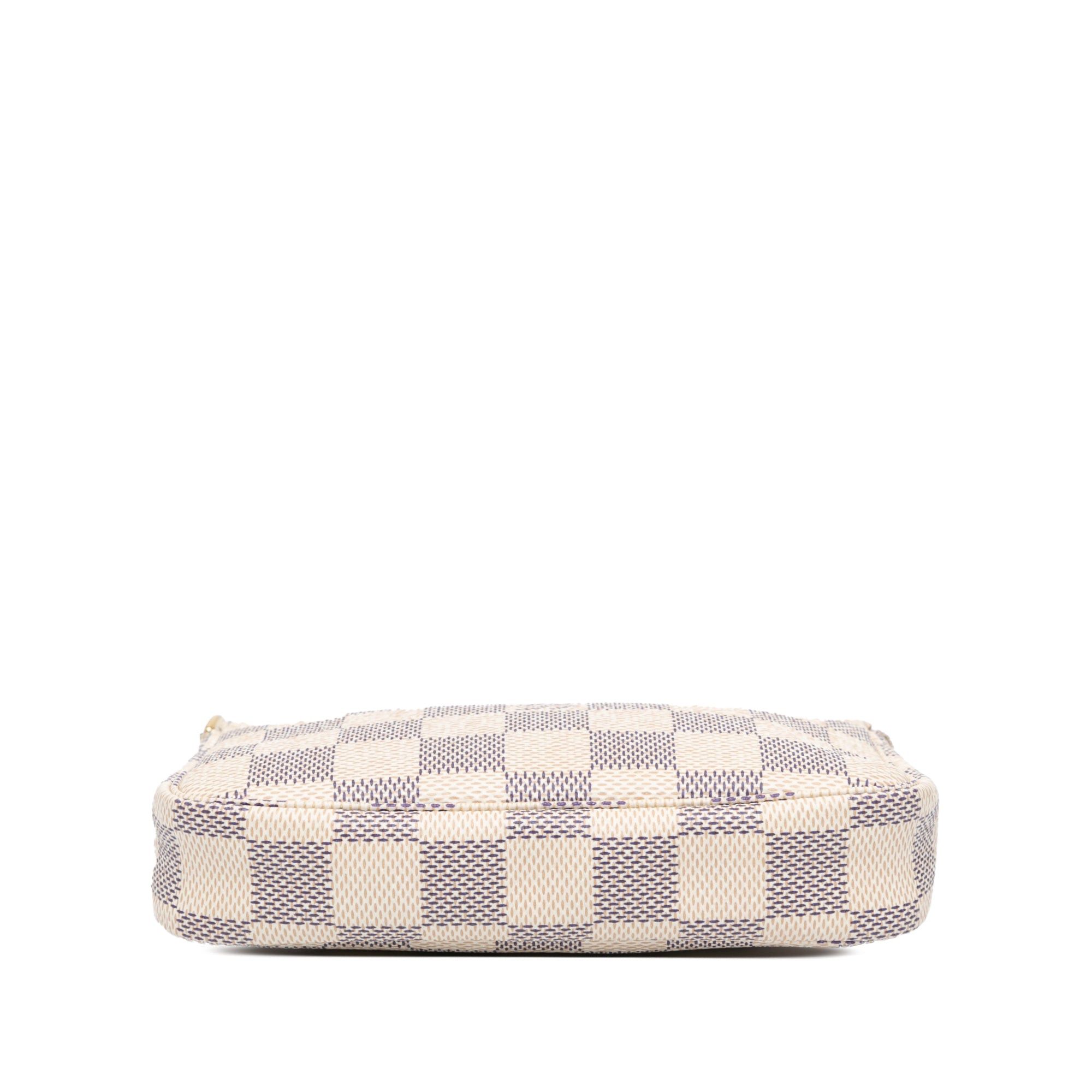 Louis Vuitton Louis Vuitton Damier Azur Mini Pochette Accessories White Size ONE SIZE - 3 Thumbnail