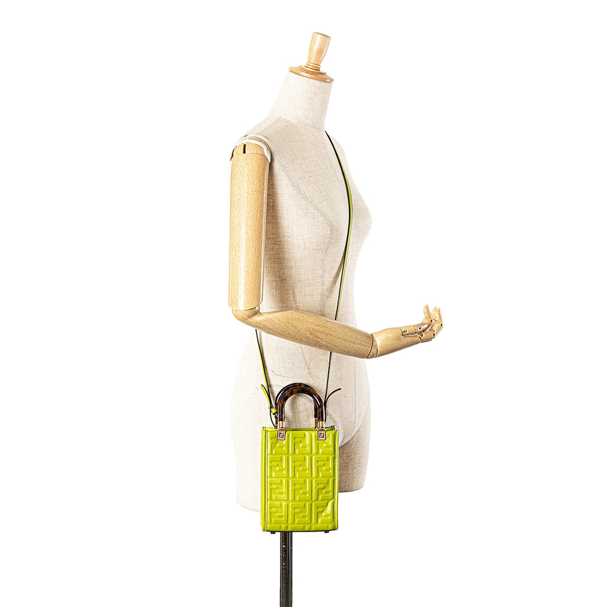 Fendi Fendi Mini Zucca Embossed Leather Sunshine Shopper Tote Green Size ONE SIZE - 11 Thumbnail