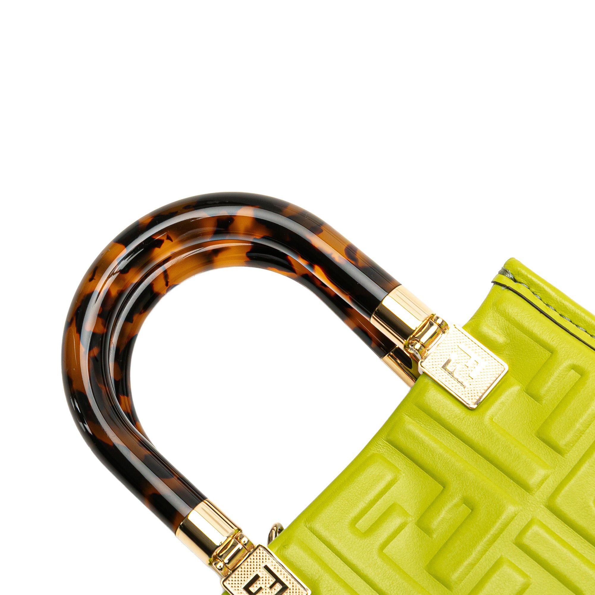 Fendi Fendi Mini Zucca Embossed Leather Sunshine Shopper Tote Green Size ONE SIZE - 9 Thumbnail