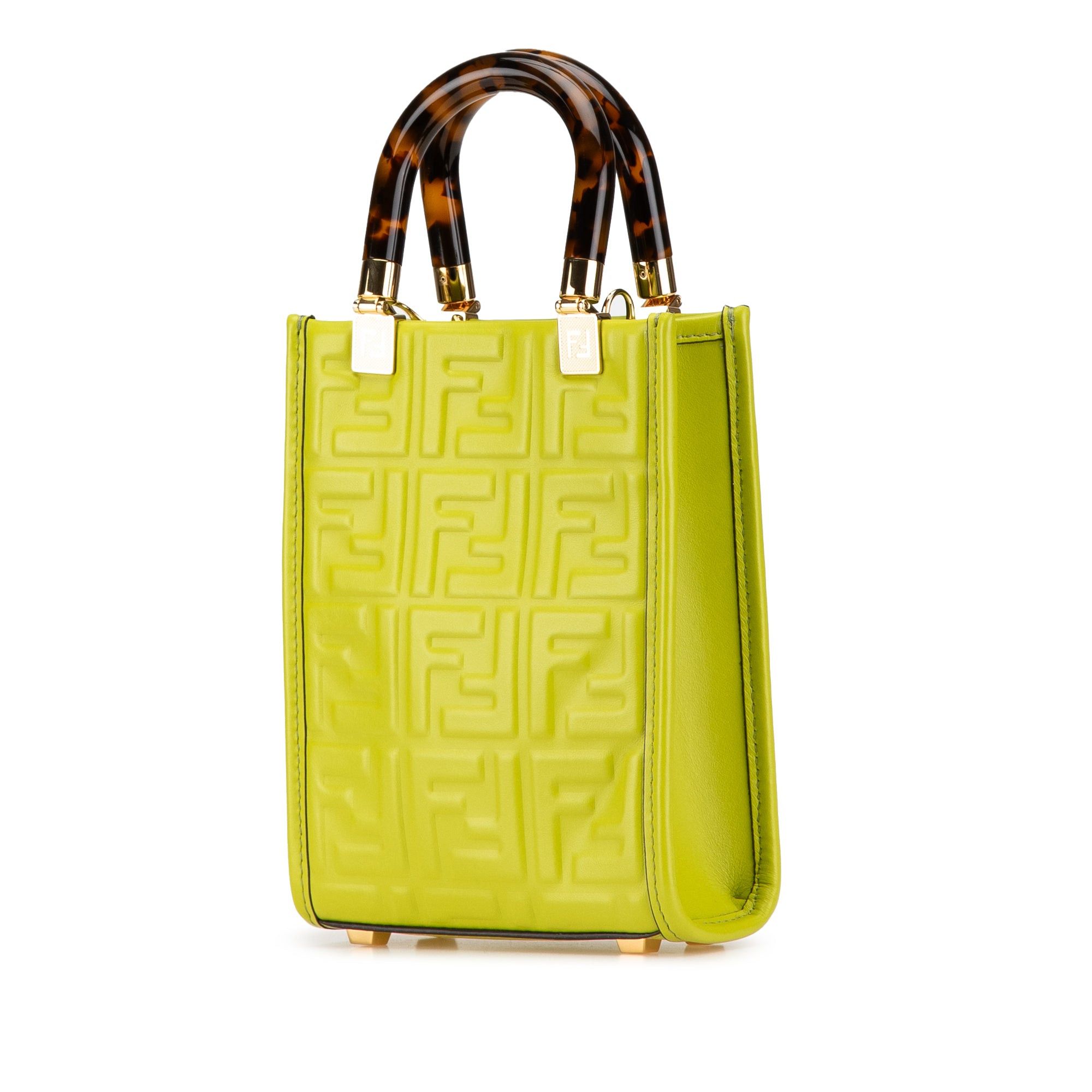 Fendi Fendi Mini Zucca Embossed Leather Sunshine Shopper Tote Green Size ONE SIZE - 2 Thumbnail