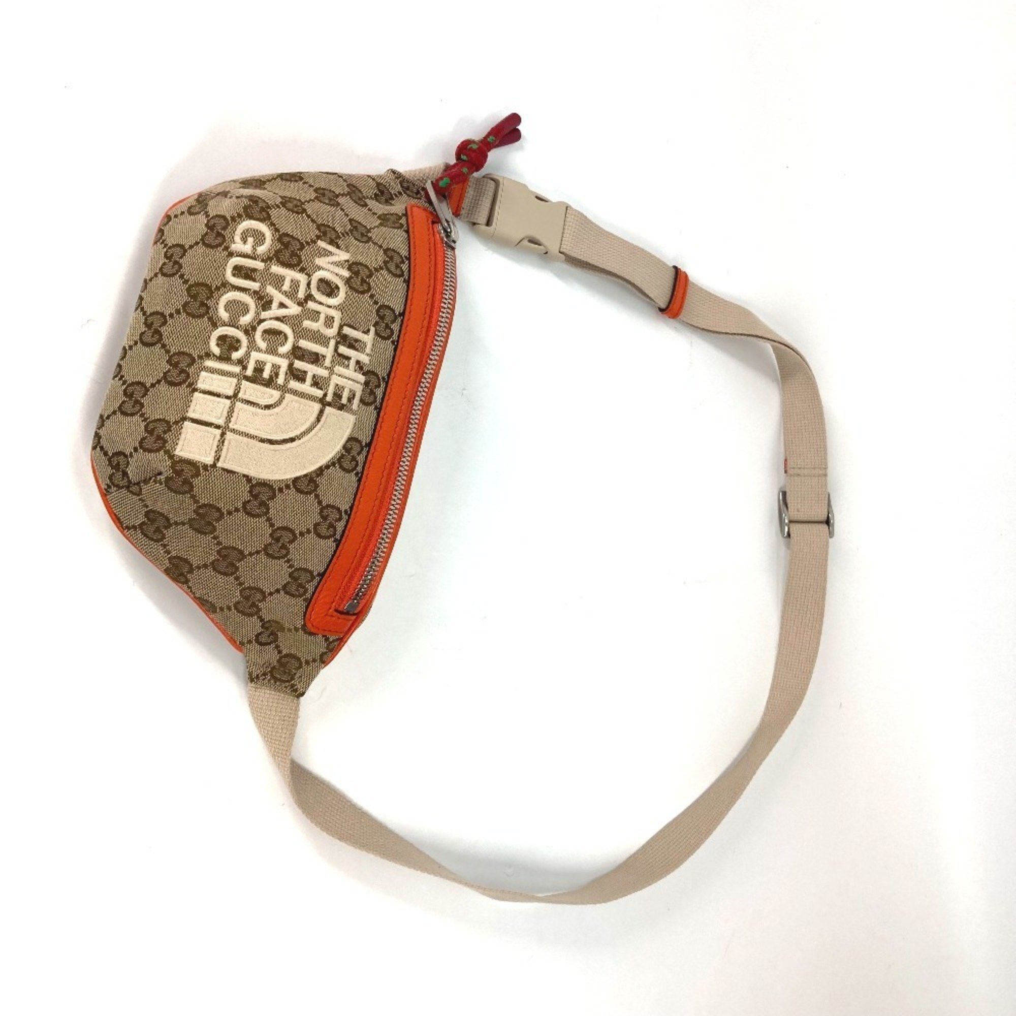 Gucci GUCCI 650299 THE NORTH FACE collaboration GG logo belt bag Belt Bag Crossbody Body Leather Canvas Men's Beige Size ONE SIZE - 10 Thumbnail
