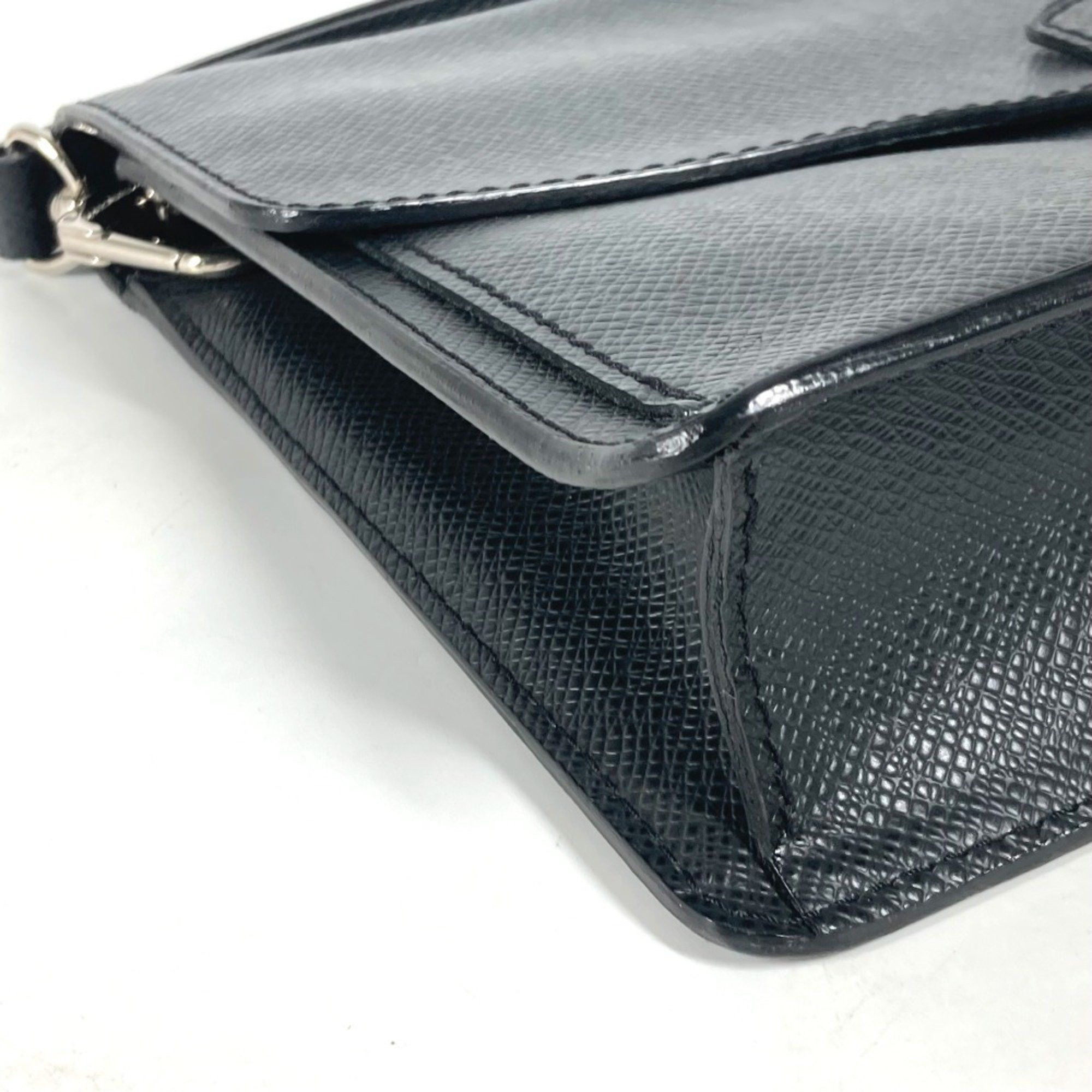 Louis Vuitton LOUIS VUITTON M32592 Taiga Belaia Bag Pouch Clutch with Strap Second Leather Men's Ardoise Black Size ONE SIZE - 9 Thumbnail