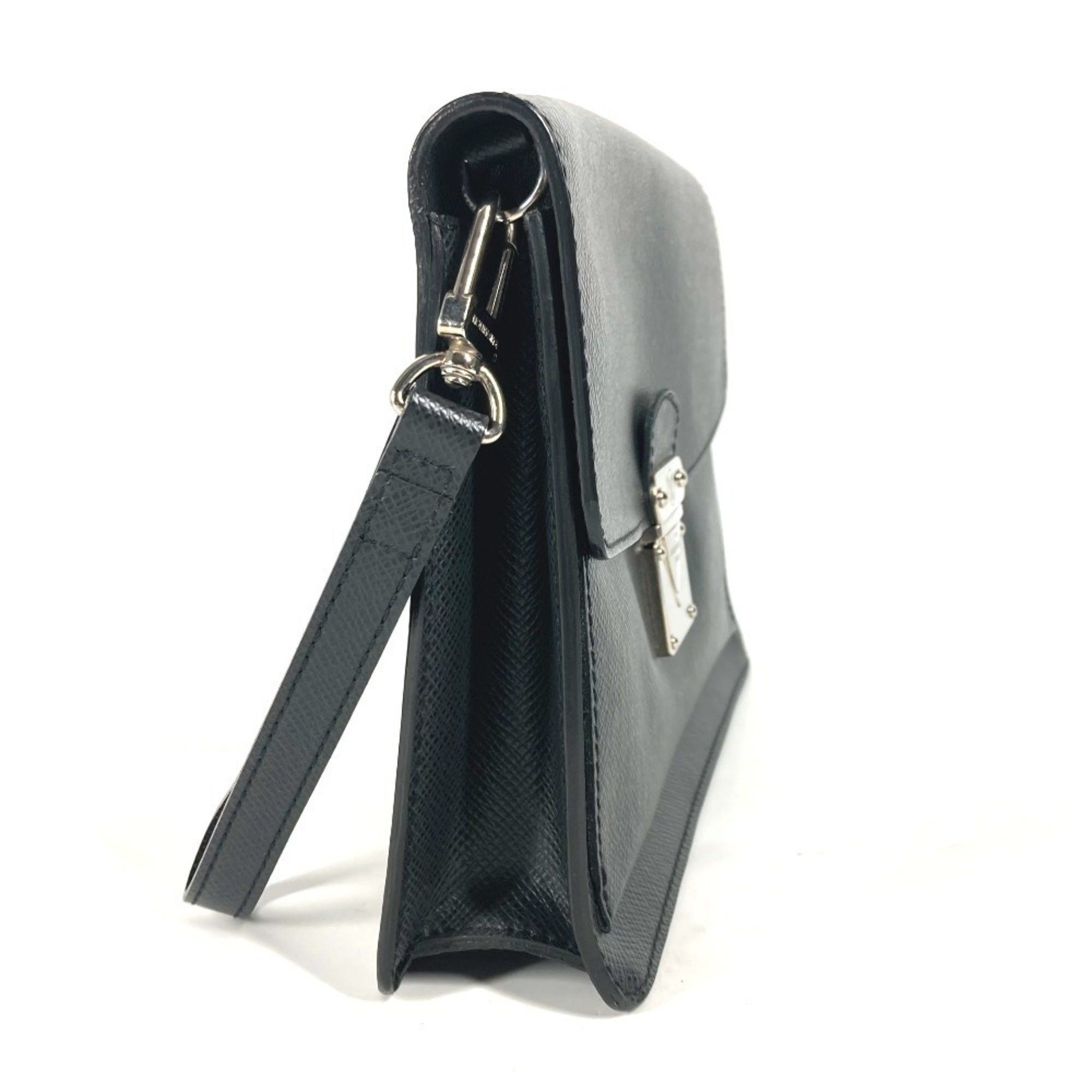 Louis Vuitton LOUIS VUITTON M32592 Taiga Belaia Bag Pouch Clutch with Strap Second Leather Men's Ardoise Black Size ONE SIZE - 4 Thumbnail