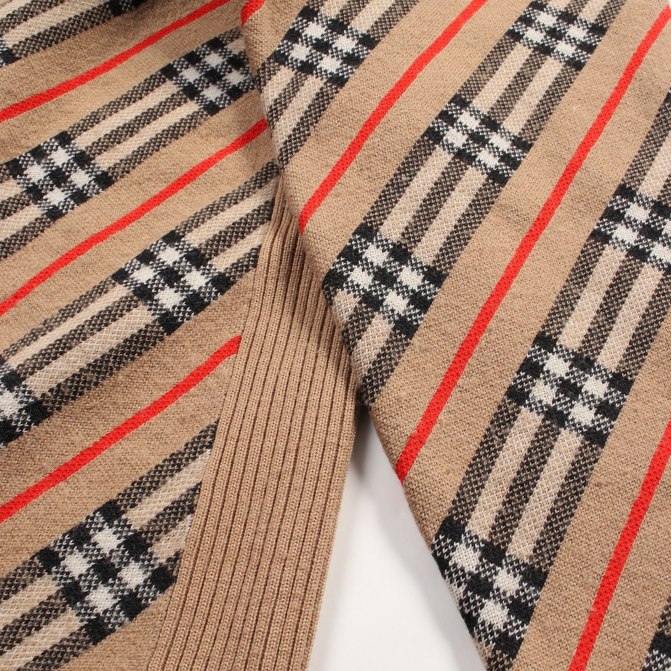 Burberry Burberry Knit Crew Neck Check Wool Light Brown Black Red Size ONE SIZE - 6 Thumbnail