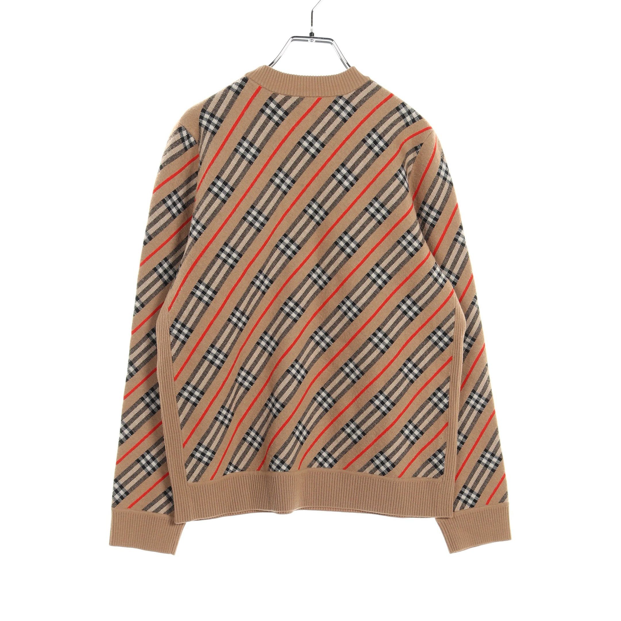 Burberry Burberry Knit Crew Neck Check Wool Light Brown Black Red Size ONE SIZE - 2 Thumbnail
