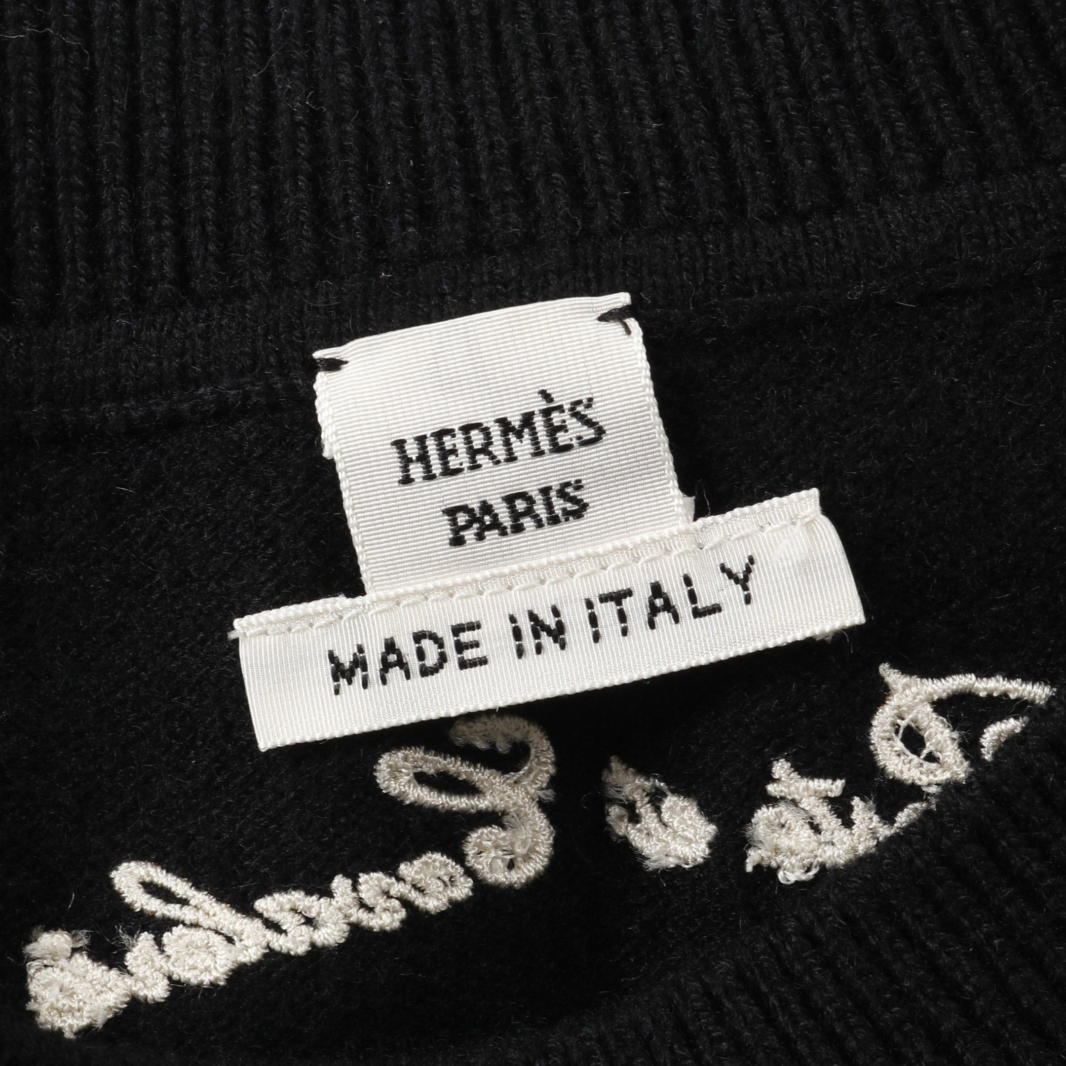 Hermes Hermes Poste Et Cavalerie One Piece Cashmere Black Off White Size ONE SIZE - 3 Thumbnail