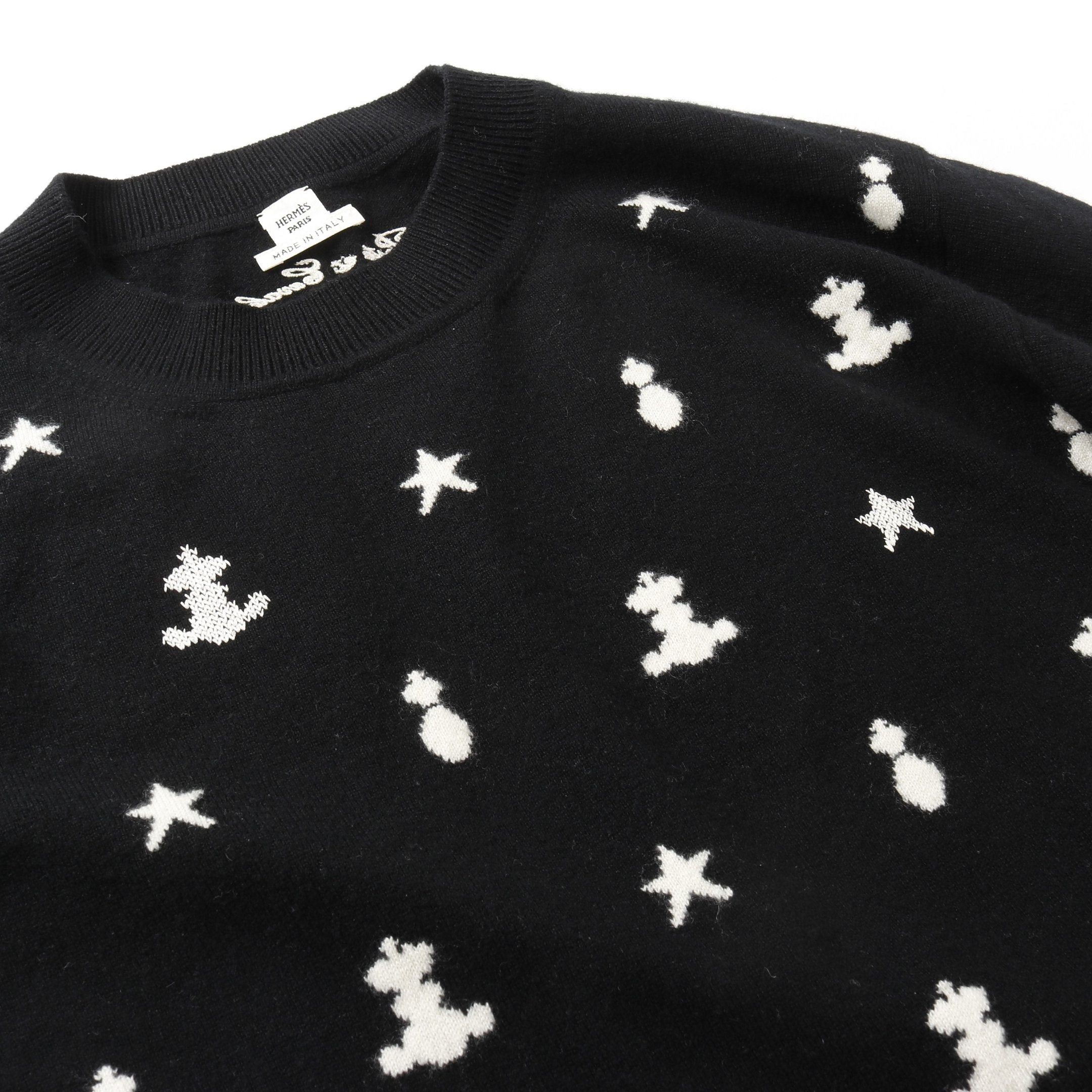 Hermes Hermes Poste Et Cavalerie One Piece Cashmere Black Off White Size ONE SIZE - 9 Thumbnail