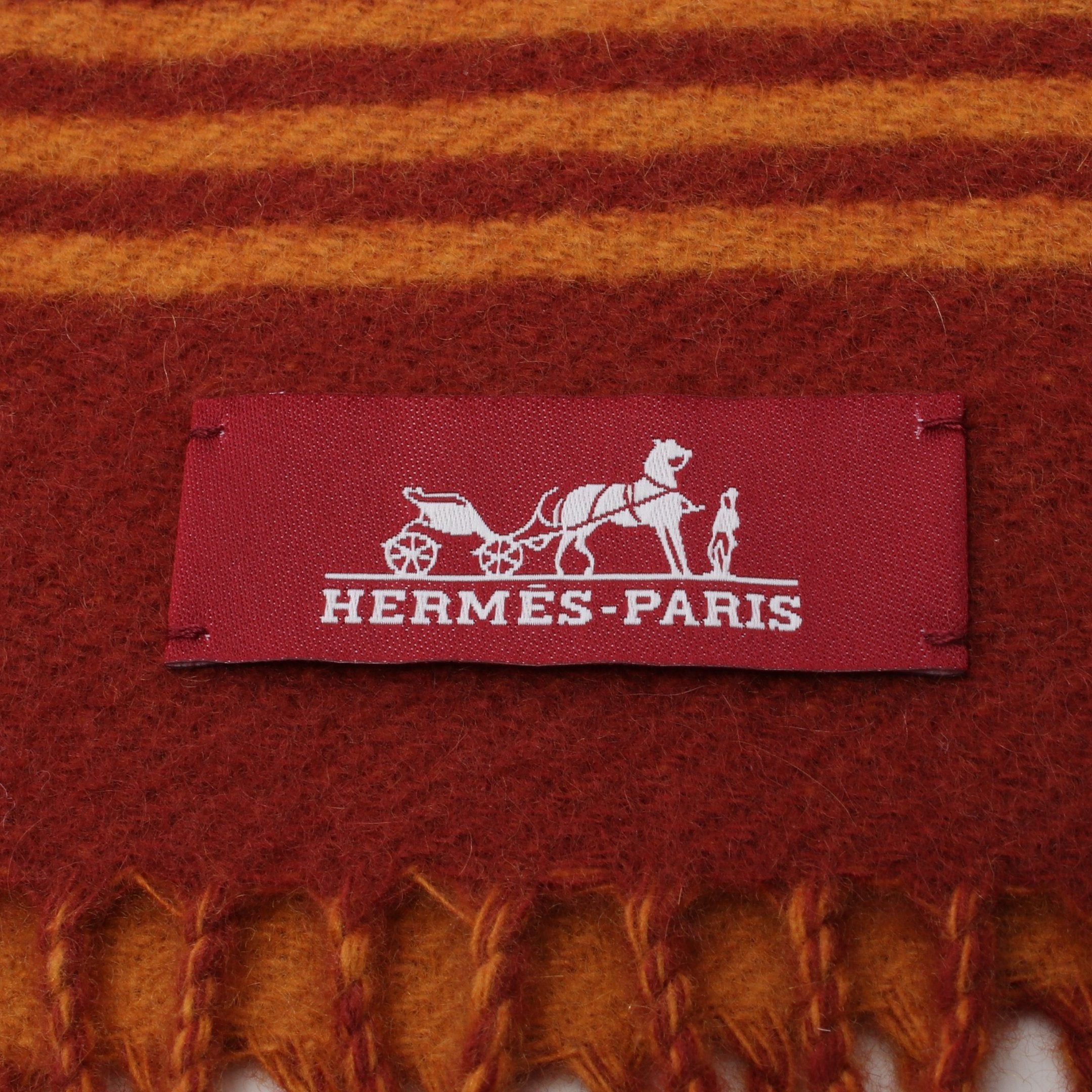 Hermes Hermes Sangle Ah Bookle Scarf Cashmere Red Brown Orange Size ONE SIZE - 2 Thumbnail