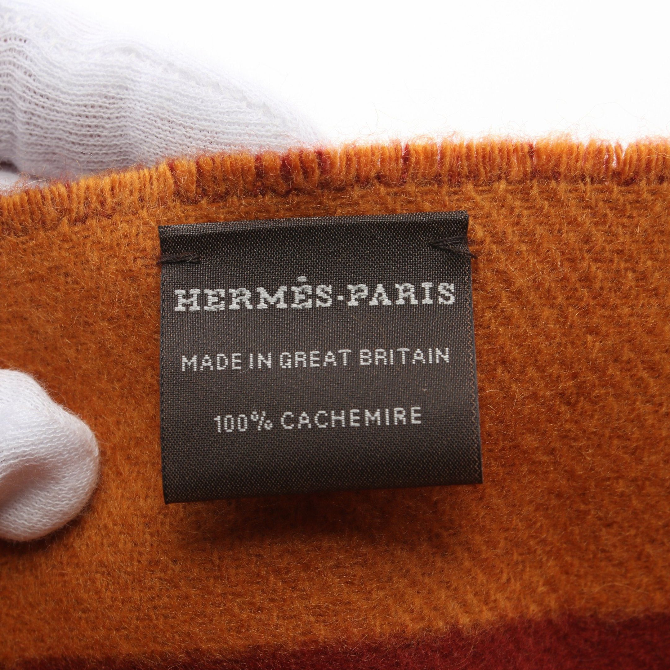 Hermes Hermes Sangle Ah Bookle Scarf Cashmere Red Brown Orange Size ONE SIZE - 3 Thumbnail