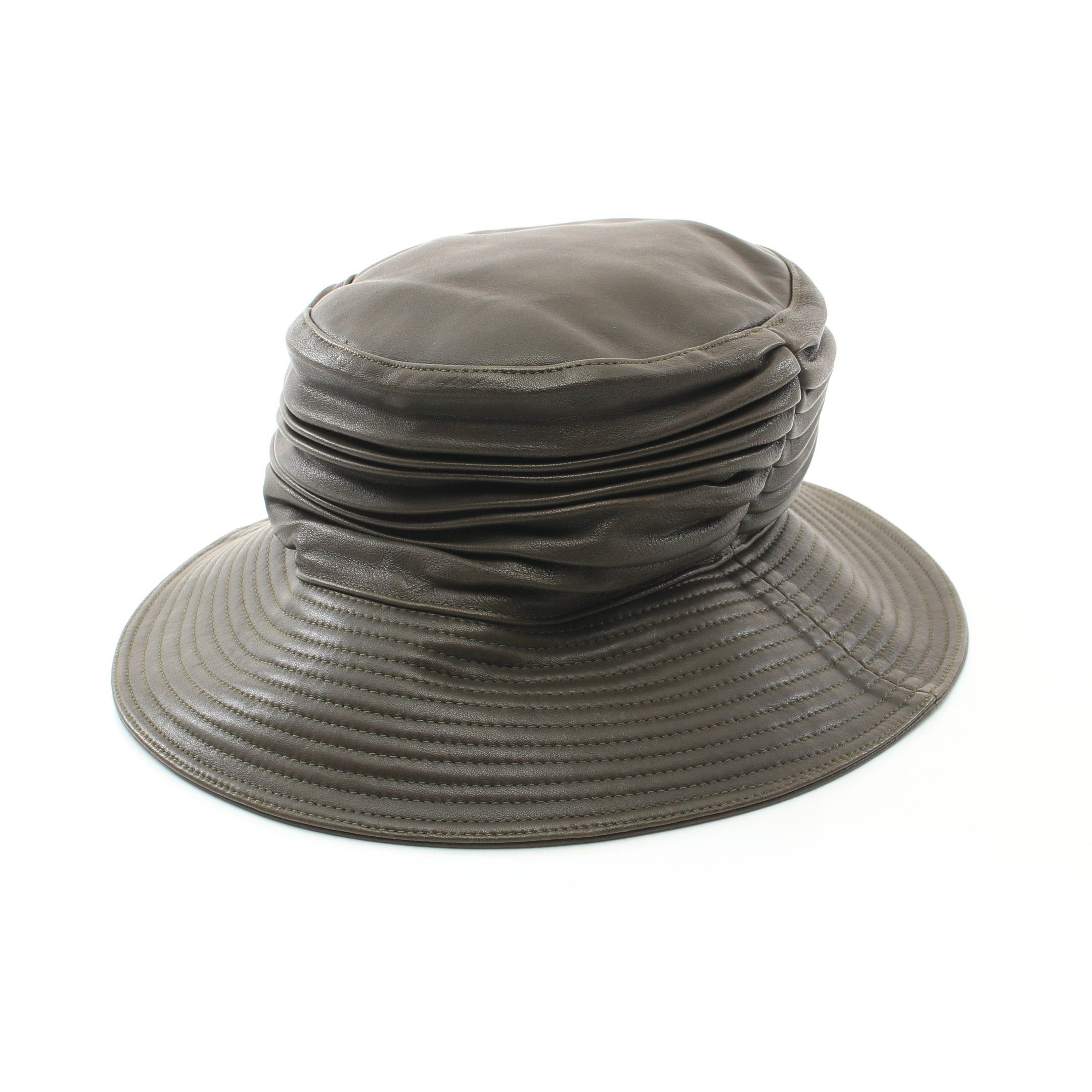 Hermes Hermes Hat Gather Stitch Lambskin Khaki Green Size ONE SIZE - 2 Thumbnail