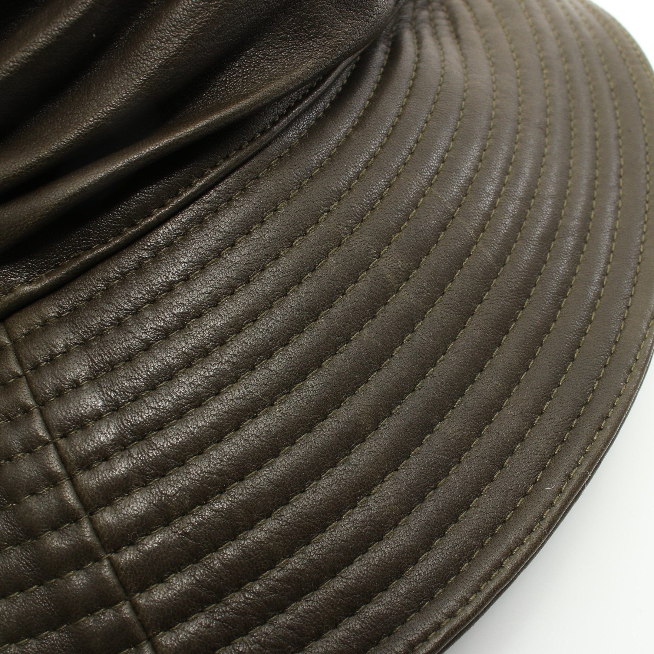 Hermes Hermes Hat Gather Stitch Lambskin Khaki Green Size ONE SIZE - 7 Thumbnail