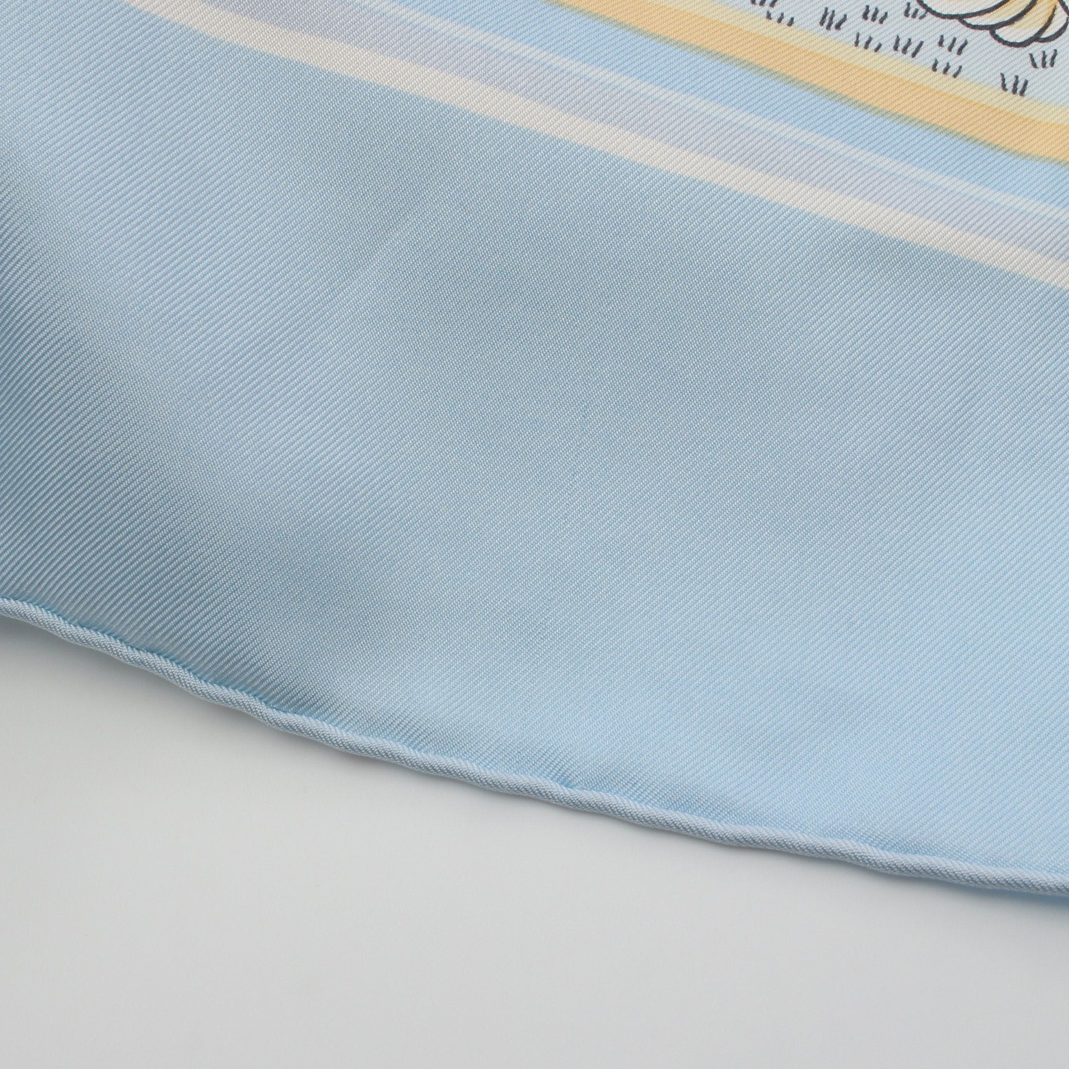 Hermes Hermes Carres 90 Les Amoureux De Paris Scarf Silk Light Blue Multicolor Size ONE SIZE - 8 Thumbnail