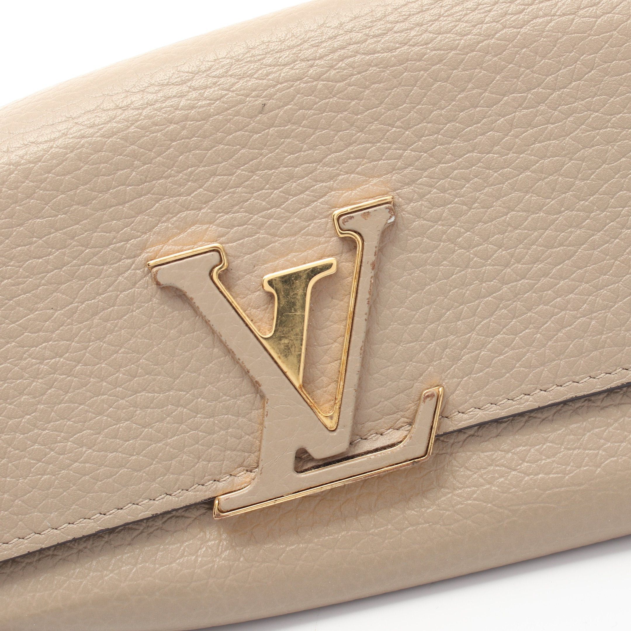 Louis Vuitton Louis Vuitton Portefeuil Capucines Carré Bi-Fold Long Wallet Taurillon Leather Gray Beige Size ONE SIZE - 10 Thumbnail
